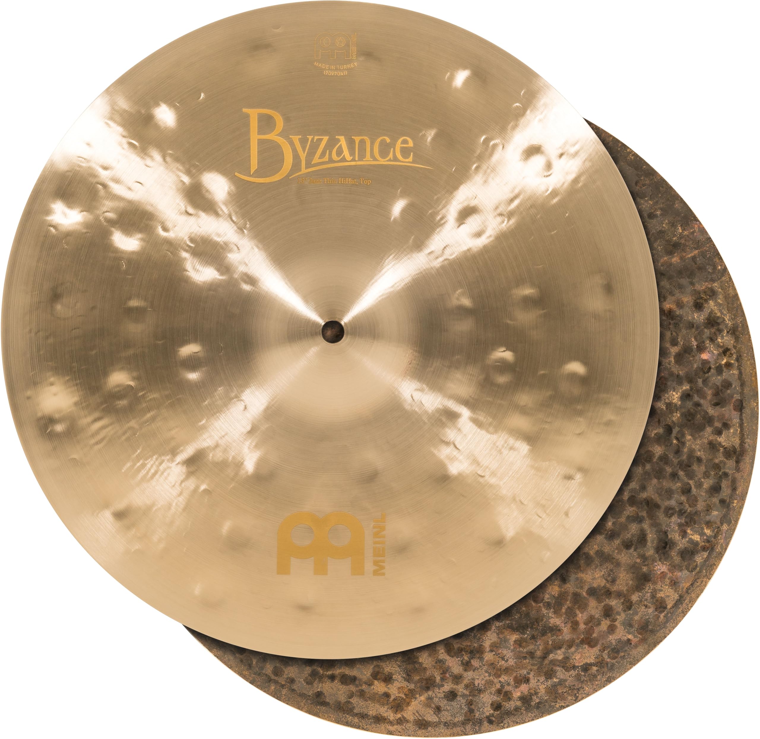 Meinl Cymbals Byzance Jazz Cymbale Hihat / Charleston Thin 15 pouces (38,10cm) pour Batterie – Bronze B20, Finition Traditionnelle (B15JTH)