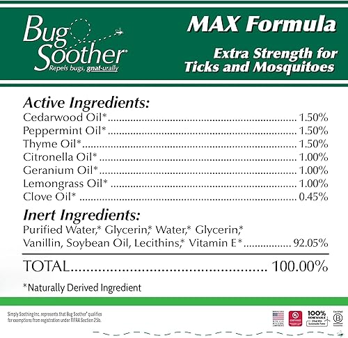 Miniatura 3 de Bug Soother MAX - Aerosol natural repelente de mosquitos y garrapatas y disuasorio, no tóxico, seguro para mascotas y niños, a base de aceite