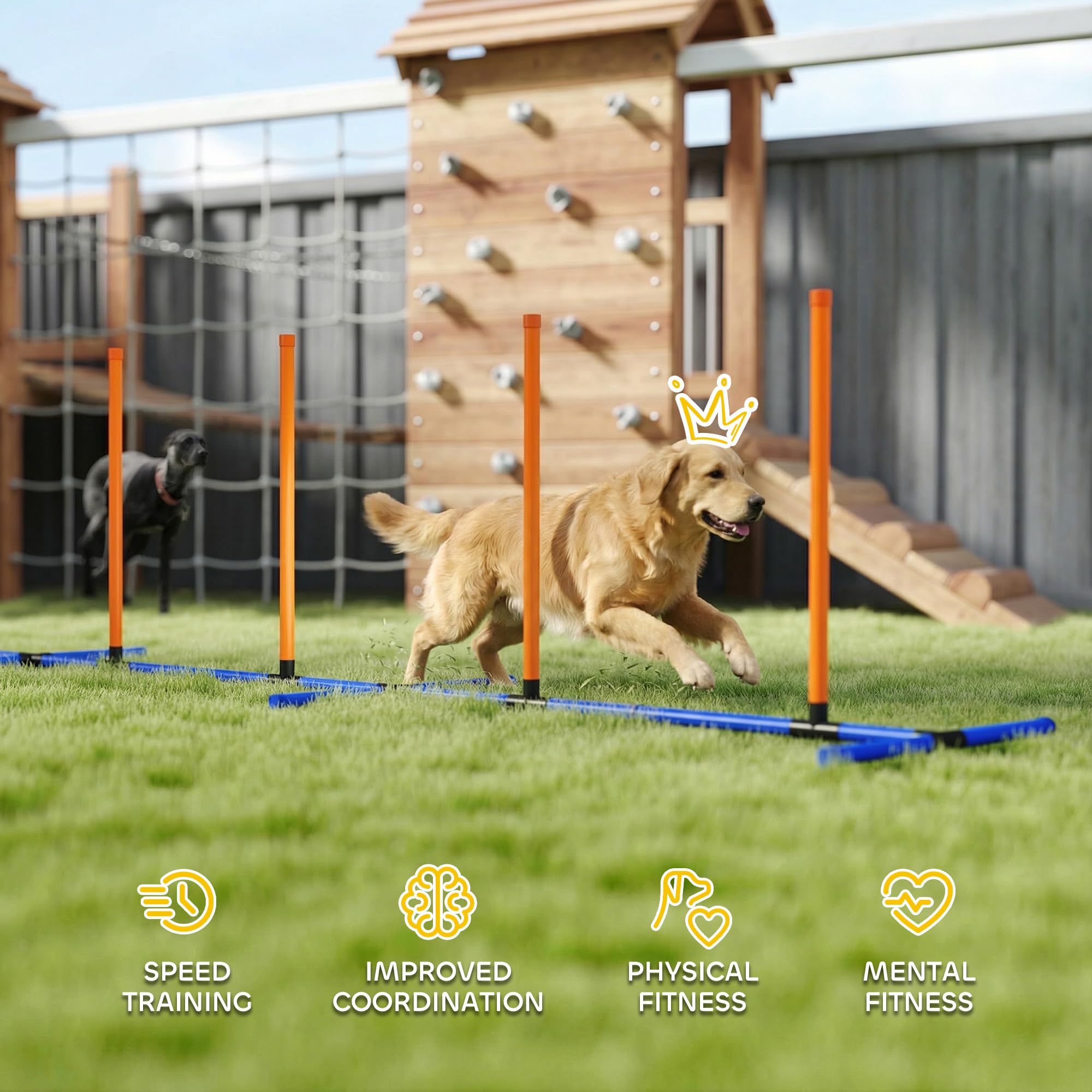 PawHut Adjustable Dog Agility Training Equipment, Dog Agility Course Backyard Set with Weaves Poles, Carry Bag and Ground Stakes for Pet Park Games Exercise - image 6