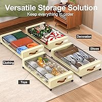 Vista 6 de GoMaihe Almacenamiento Debajo de la Cama con Ruedas: Contenedores de Almacenamiento XXL Debajo de la Cama con Tapas - Contenedores Rodantes