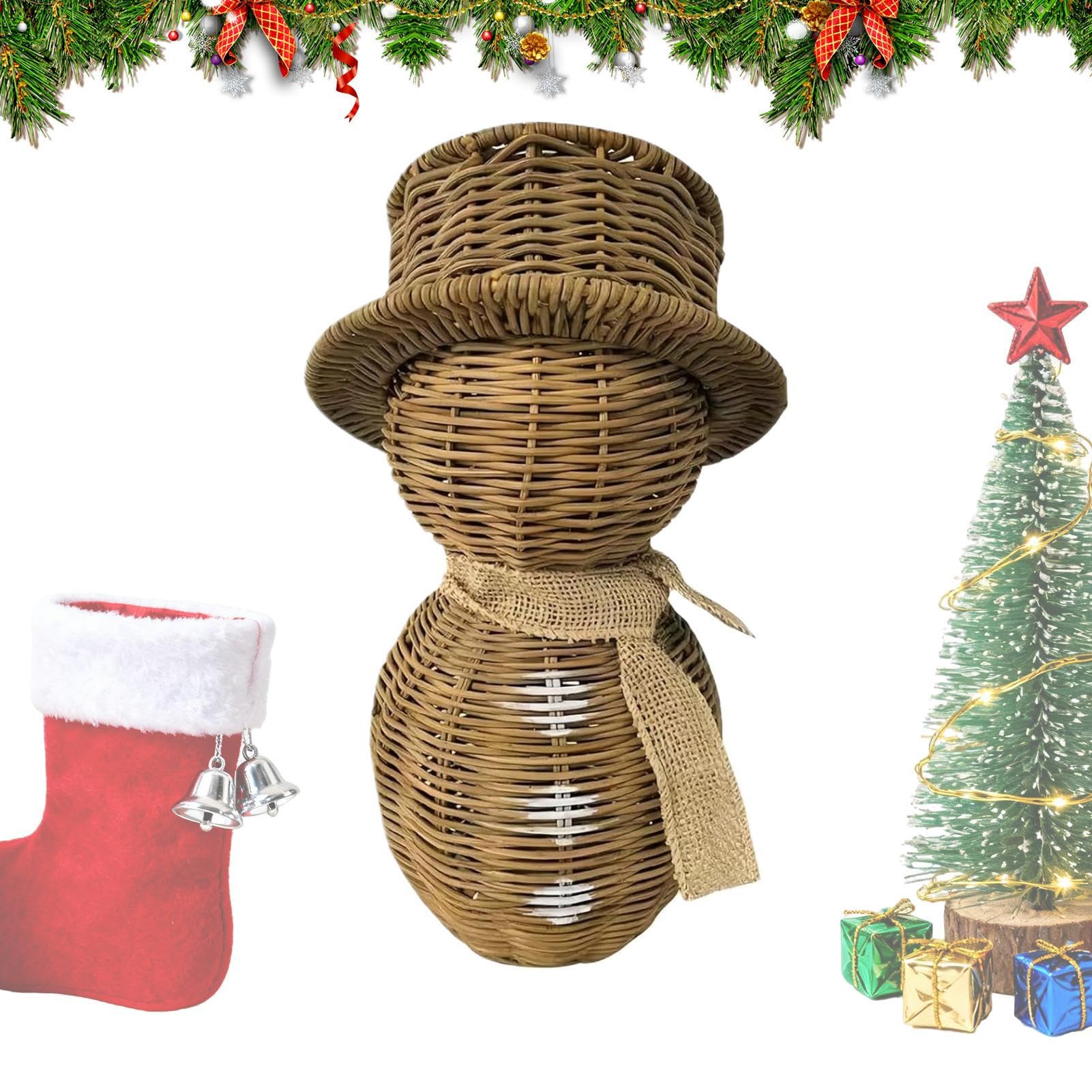 Statuine di Pupazzo di Neve Centrotavola In Rattan Finto