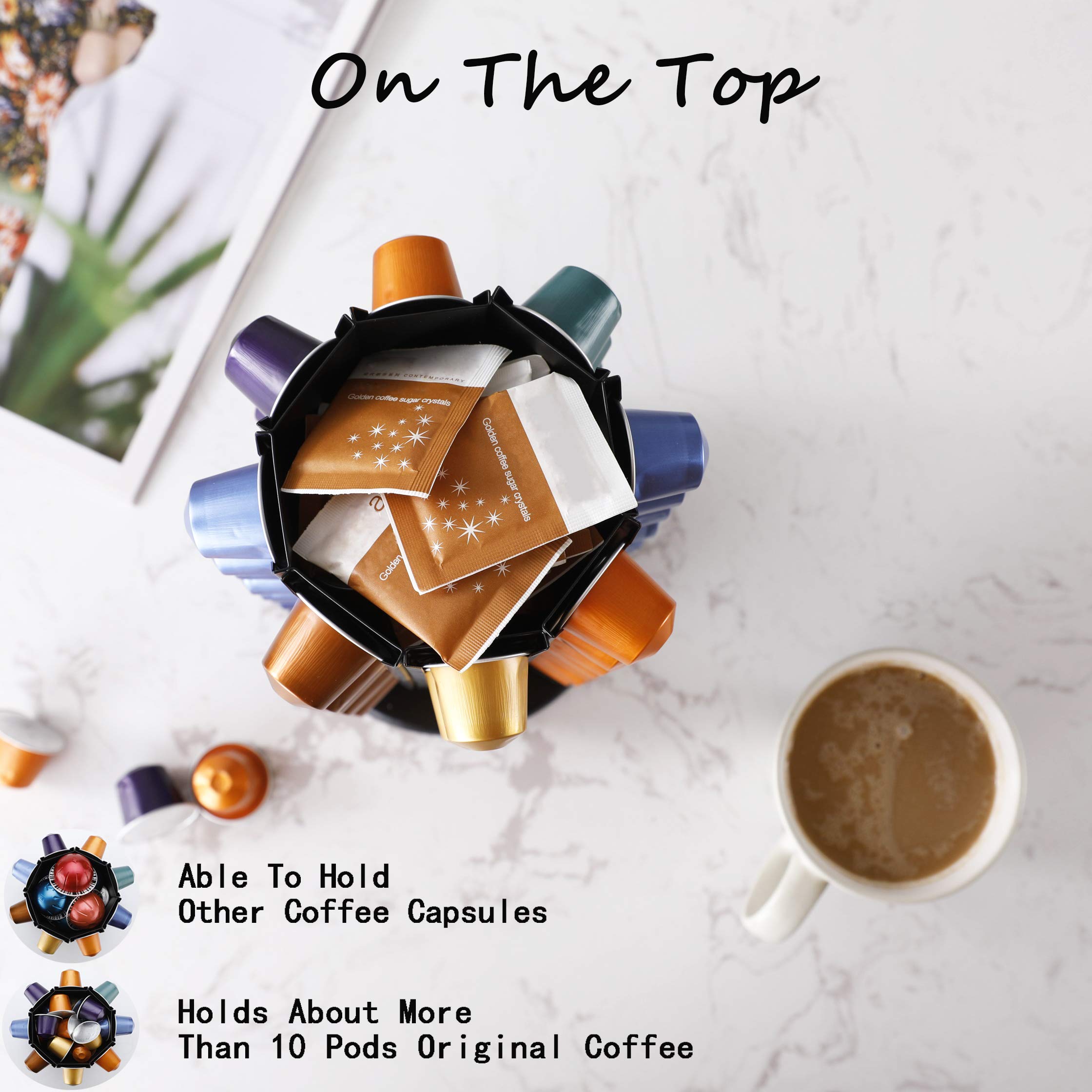 Soporte de almacenamiento para cápsulas de café Originaline para 40 cápsulas Nespresso Organizador de cajones (carrusel - 50+ vainas)