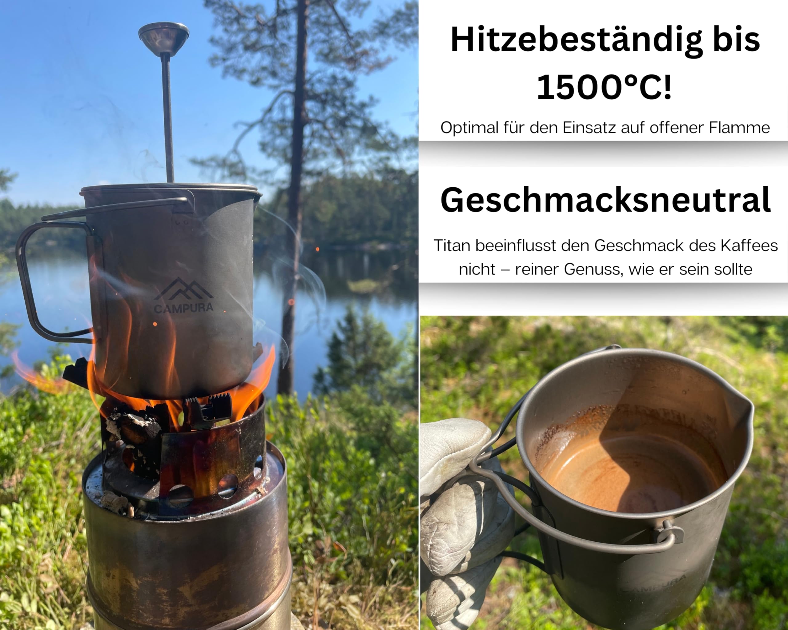 Titan Cafetière à piston - 750 ml - Filtre de précision - Léger et compact - Cafetière d'extérieur - Cafetière française de camping