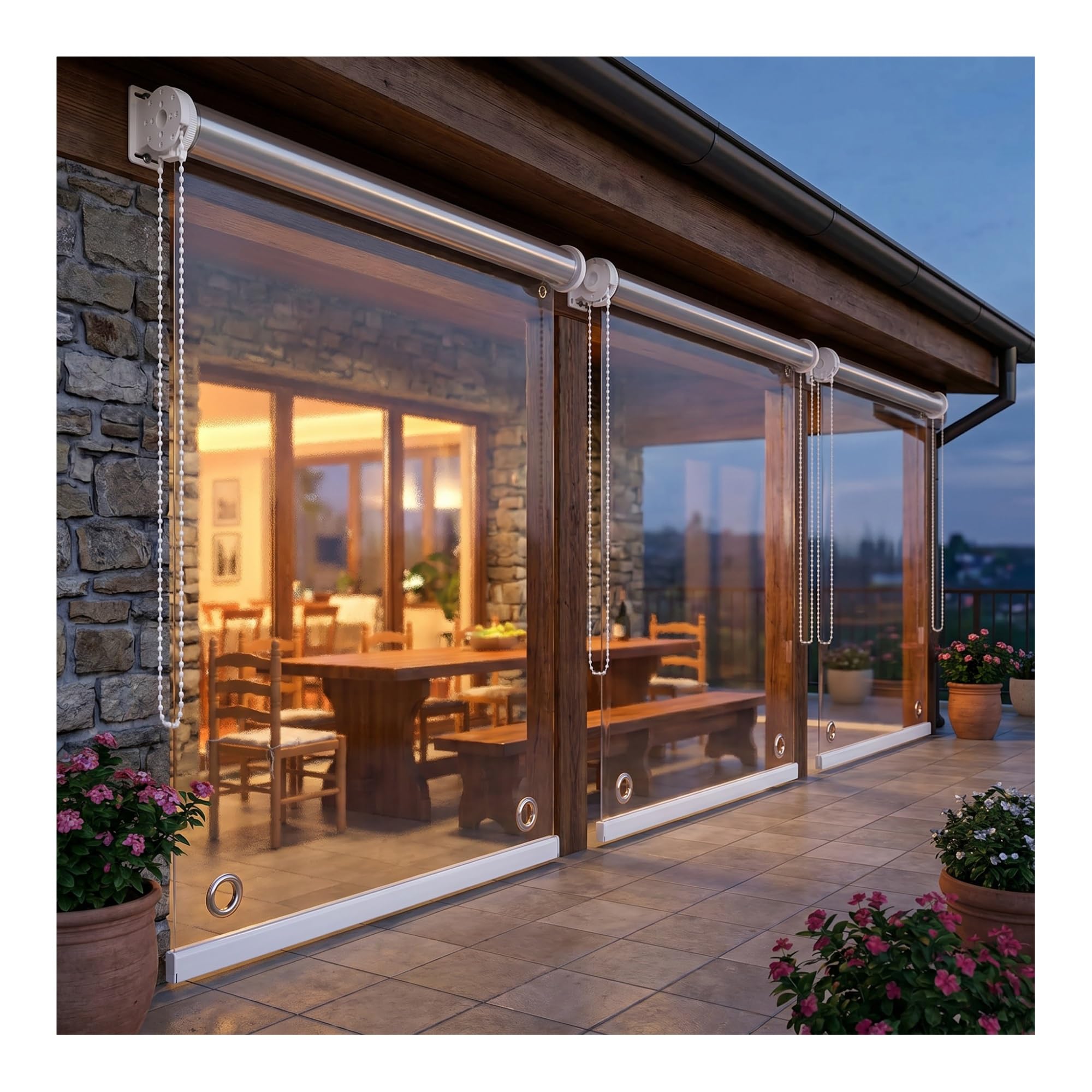 Clear Waterproof Roller Blinds,Clear PVC Outdoor Roller Shades Blind,HD Transparent Roll Up Curtain for Outdoor Pergola Patio Balcony Bathroom Window(W100*H160cm/W39.37*H62.9in)