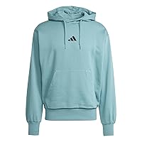adidas Uomo Essentials FEELCOZY Fleece Hoodie, Powder Teal/Black