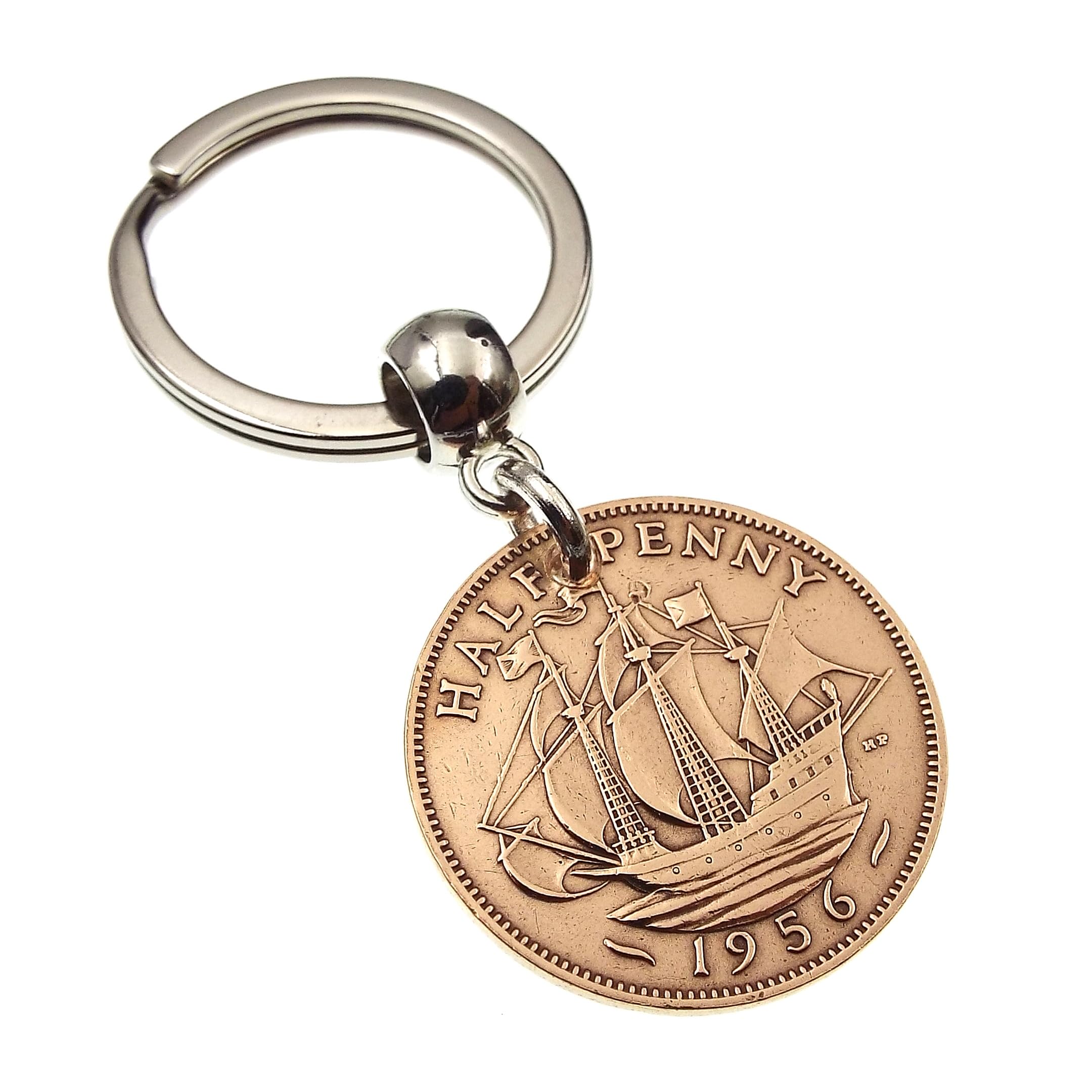A Silver Dream 1956 British Half Penny Coin Keyring
