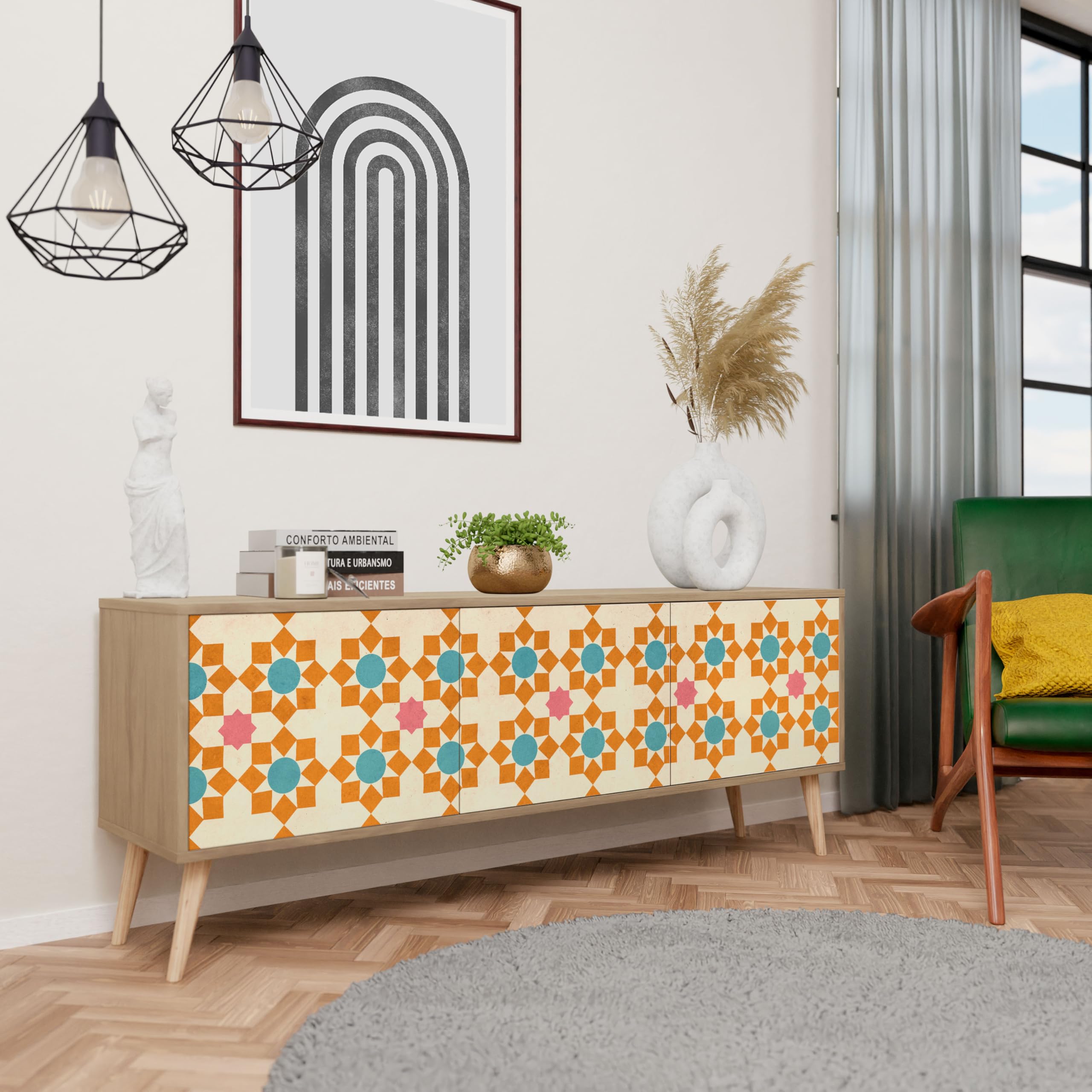 TV Stand HEALANCY 3 Porte Moderno Storage Shelves - Dettaglio
