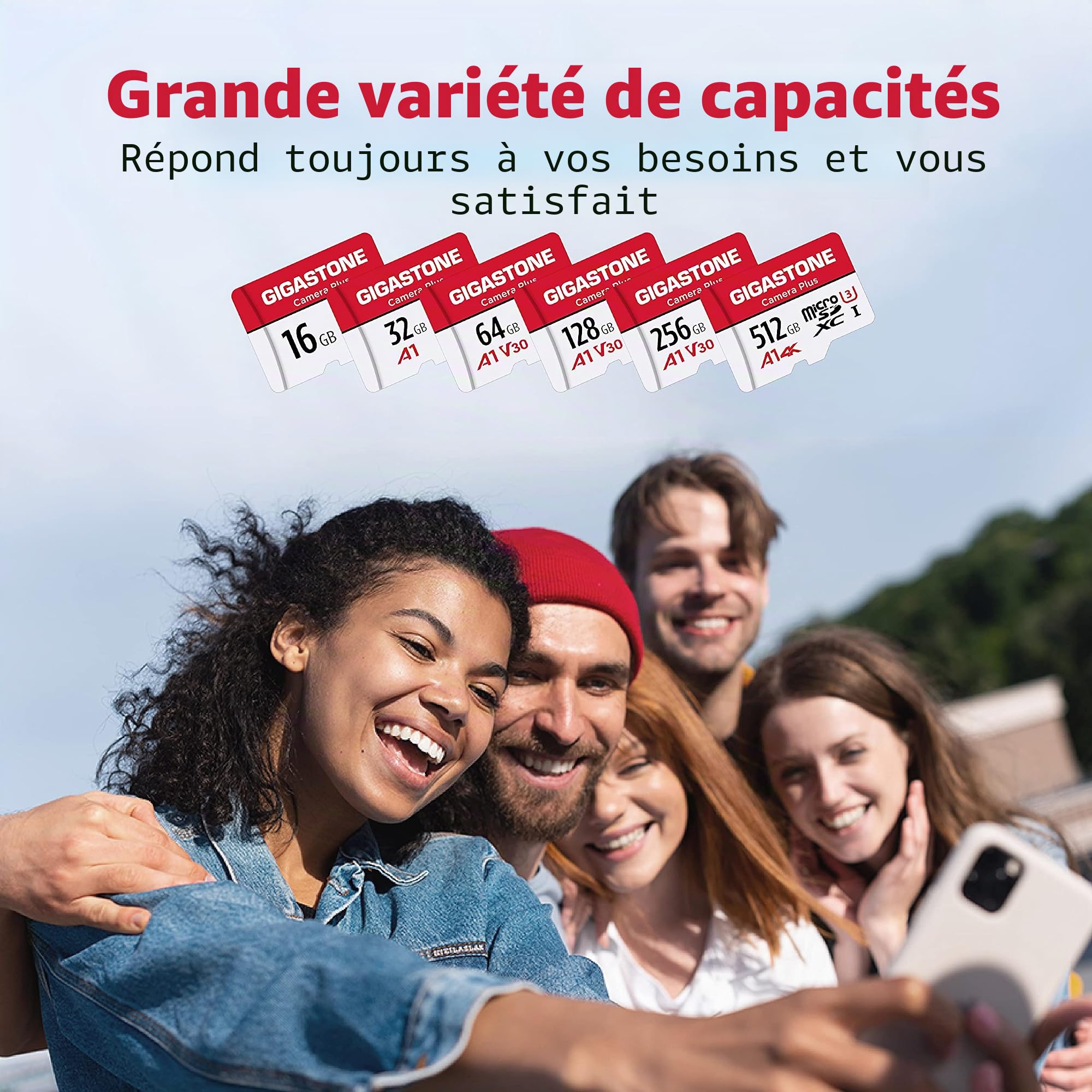 Gigastone Carte Mémoire 16 Go Lot de 2 Cartes, Caméra Plus Série, Vitesse allant jusqu'à 85 Mo/s. idéal pour Full HD Vidéo Gopro Caméra Drone, U1 C10 Carte Micro SDHC avec Mini étui et Adaptateur SD.