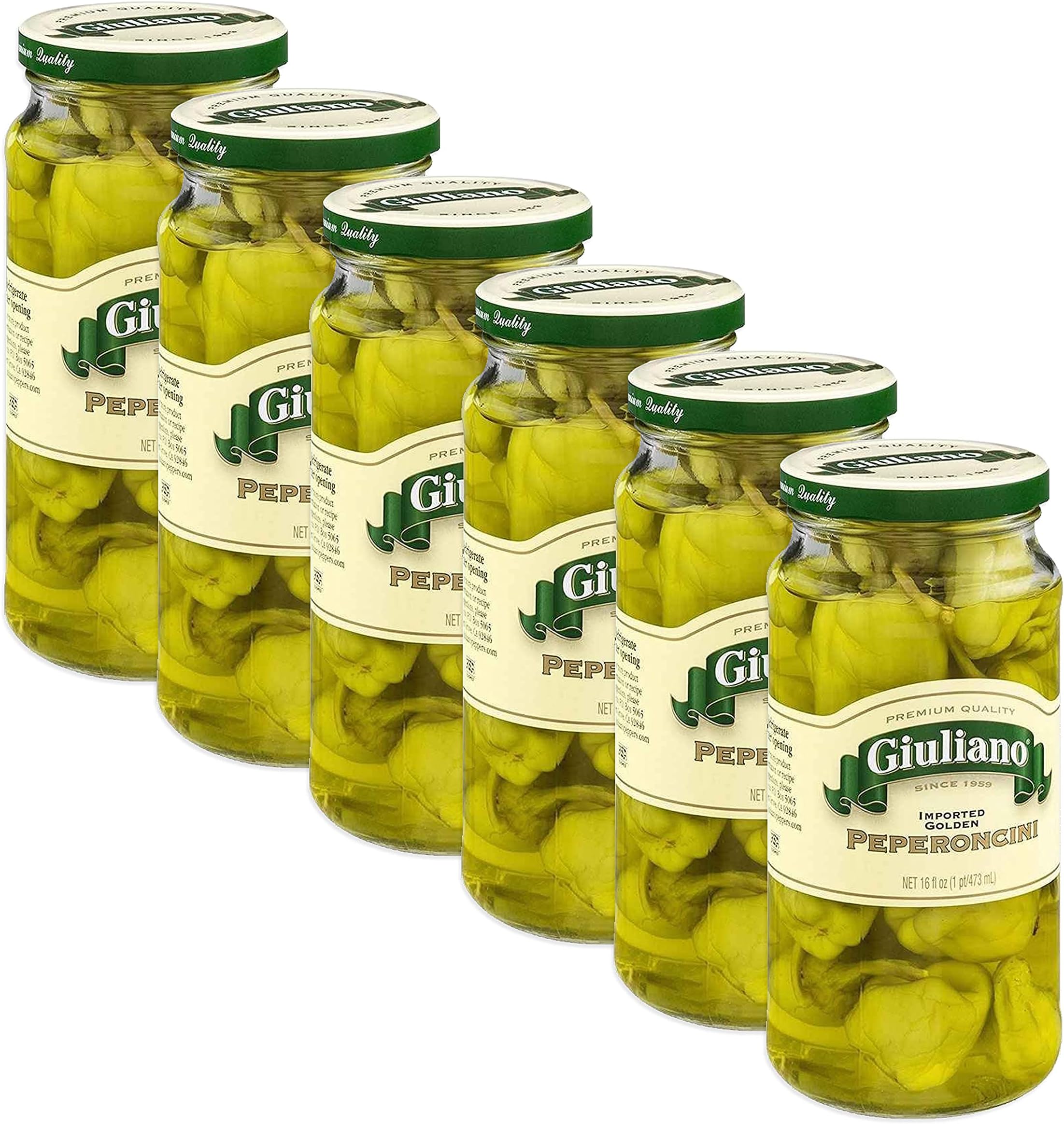 Giulianos Greek Golden Imported Peperoncini, 16 Ounce - 6 per case.