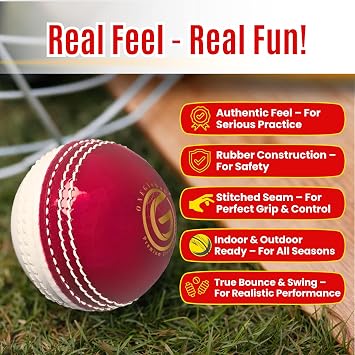 Incrediball Soft Practice Cricket Ball | Outdoor & Indoor Rubber Cricket Ball With Core & Stitched Seam | For Practice, Training & Family Fun | Senior & Junior Size