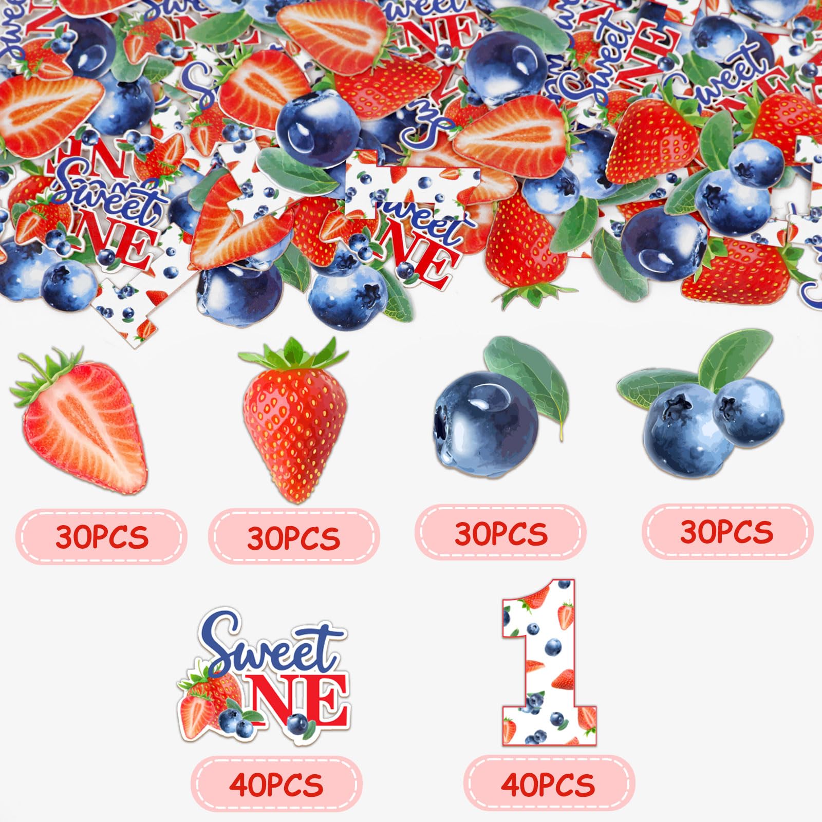 Berry, striscione per primo compleanno, con fragole glitterate