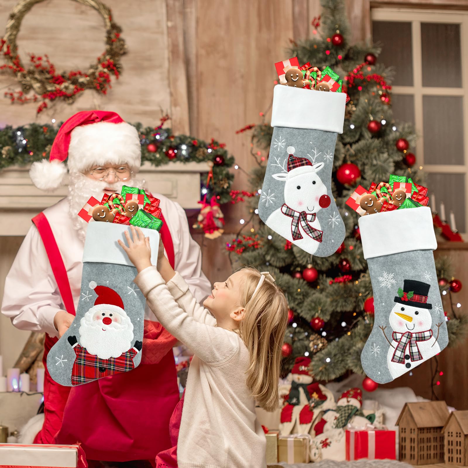 EdWal Calze da camino, 45,7 cm, per la famiglia, Natale, vacanze, feste, decorazioni