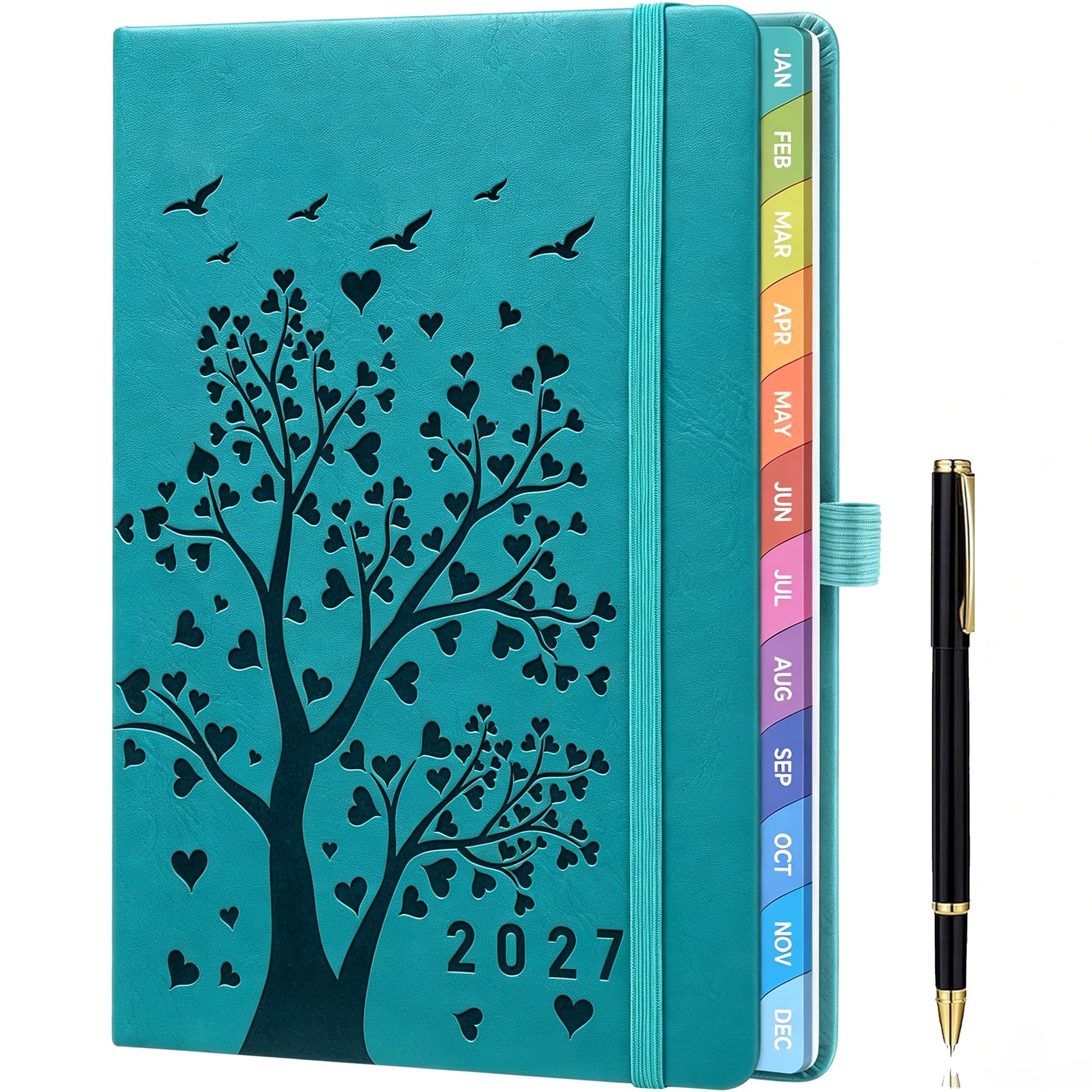 2027 Weekly Diary A5 – Week-to-View Planner with Elastic Closure, Pen Loop & Inner Pocket, 100 GSM Paper, Weekly Planner for Work, Appointments & Personal Organisation, Navy Blue