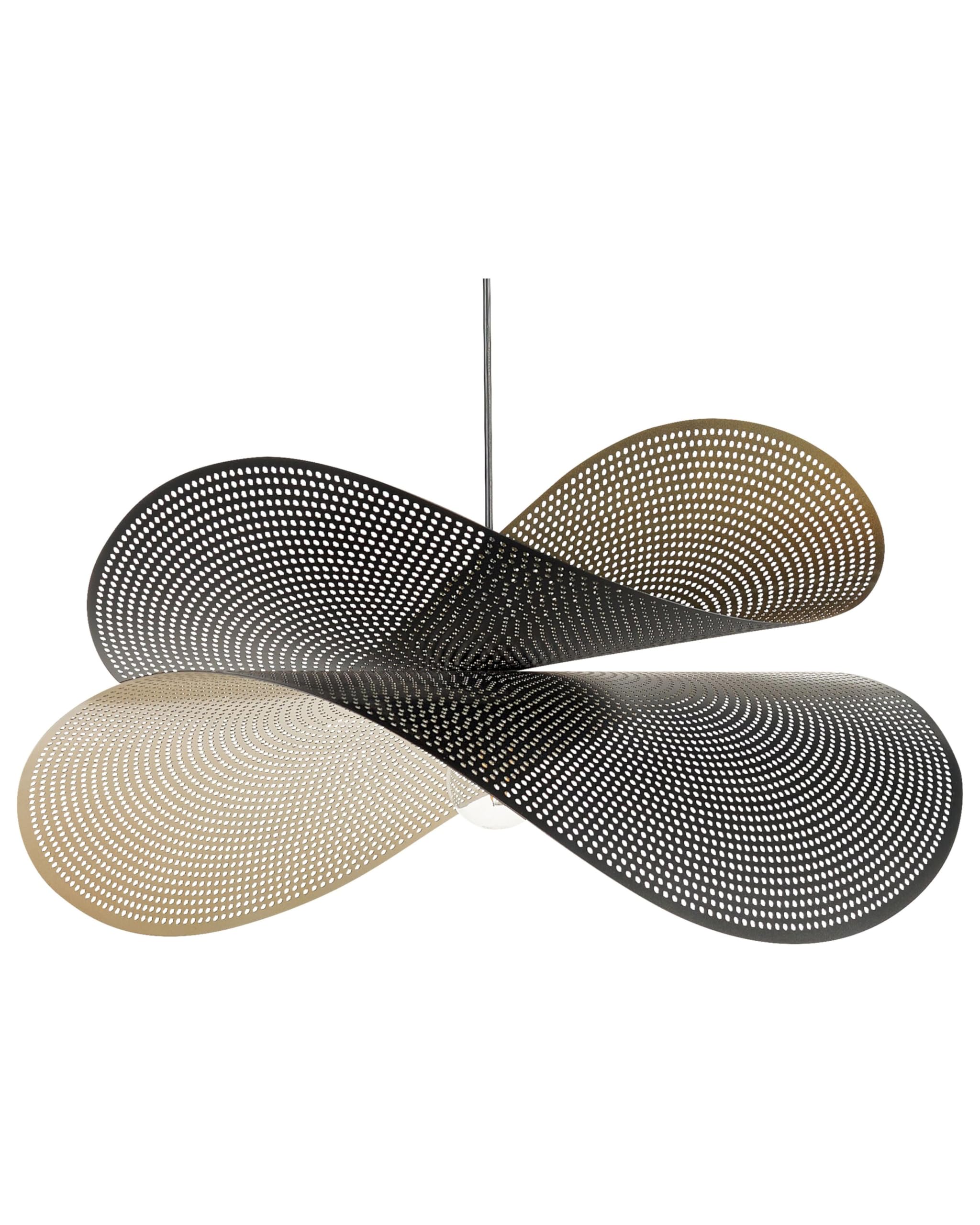 Beliani Pendant Light Metal Base Black Glass Shade E27 Living Room Bedroom, DOYLES