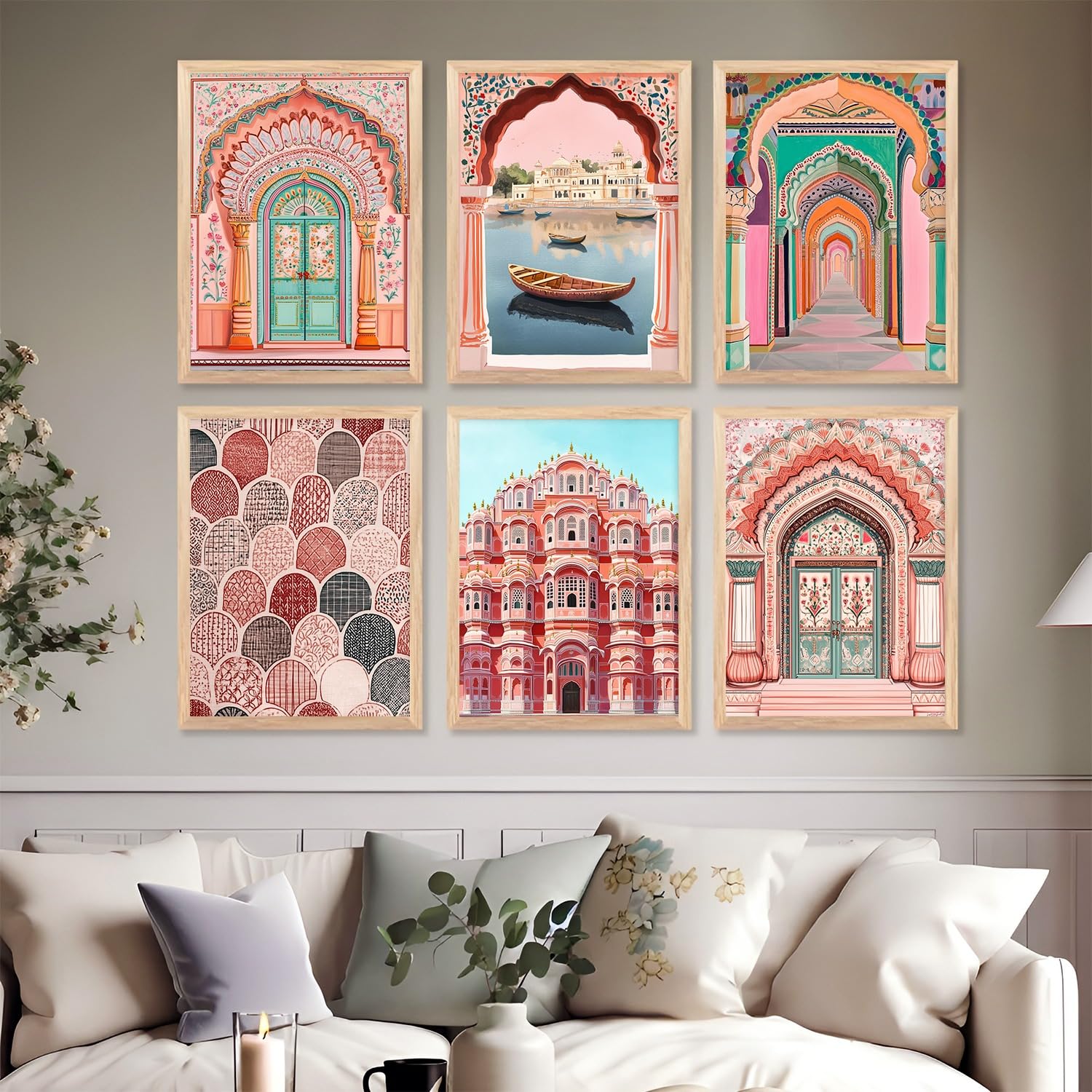 European Cityscape Wall Art - 6 Vintage Cafe Paintings -15