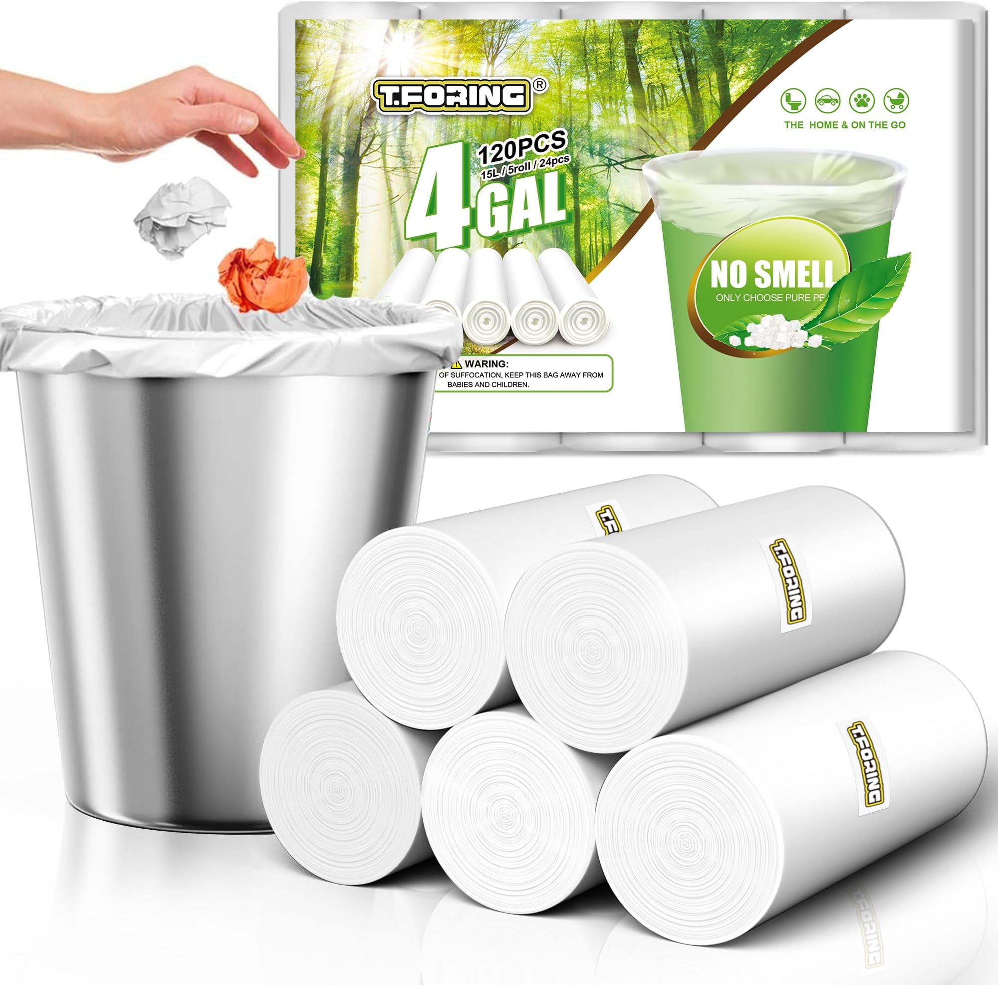 Amazon.com: Hommaly 4 Gallon 150pcs Small Clear Trash Bags Strong Clear ...