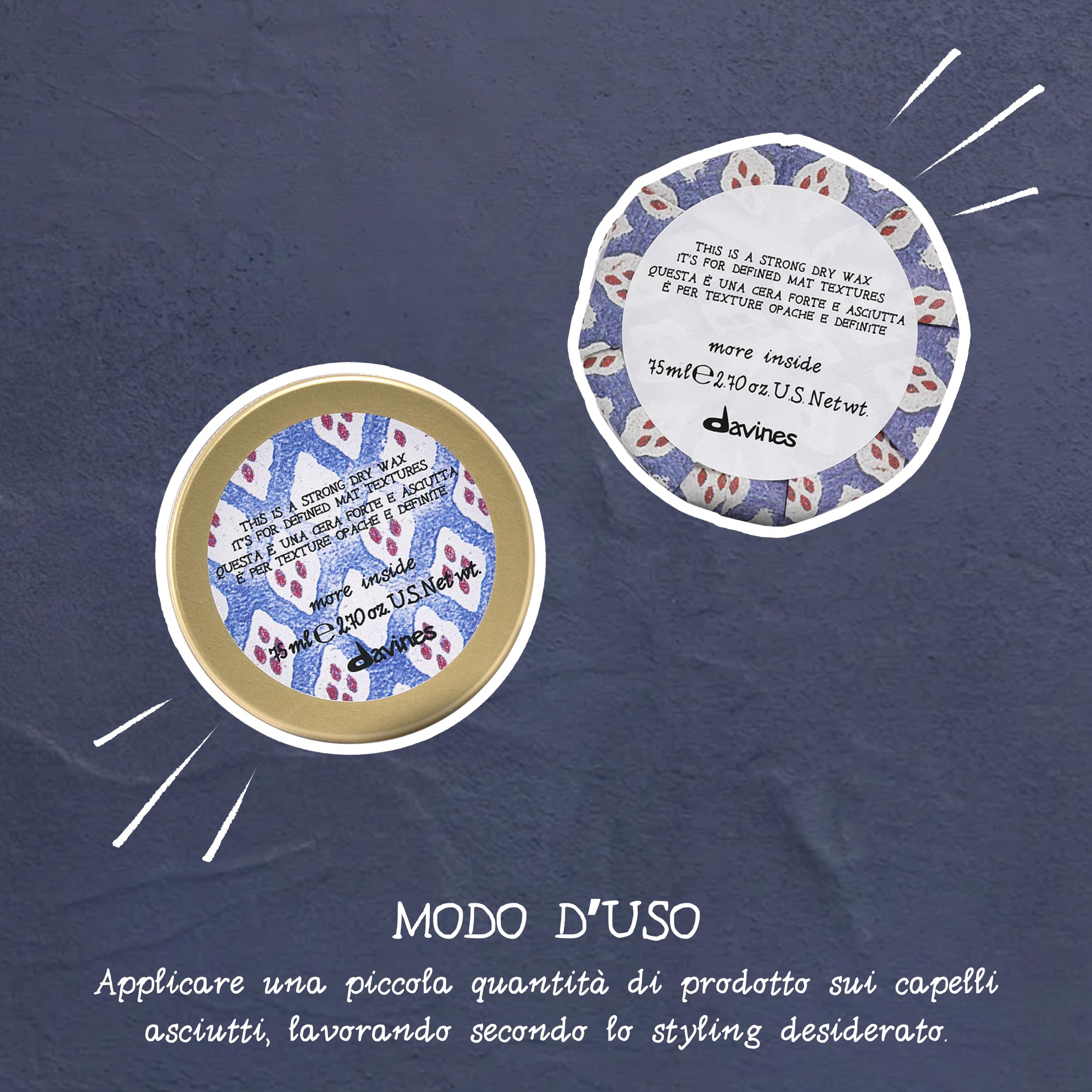 Davines MORE INSIDE Questa è una Cera Forte Asciutta - Cera effetto opaco - Tenuta extra forte - 75 ml