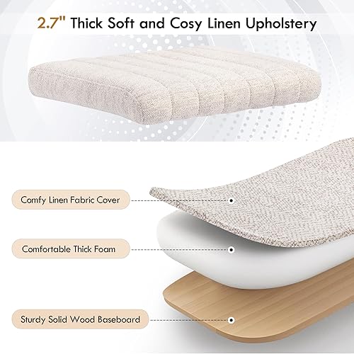 Miniatura 10 de Zibeths Silla de comedor moderna de mediados de siglo, juego de 2 sillas de comedor de ratán, sillas decorativas con cojín Boucle y respaldo de