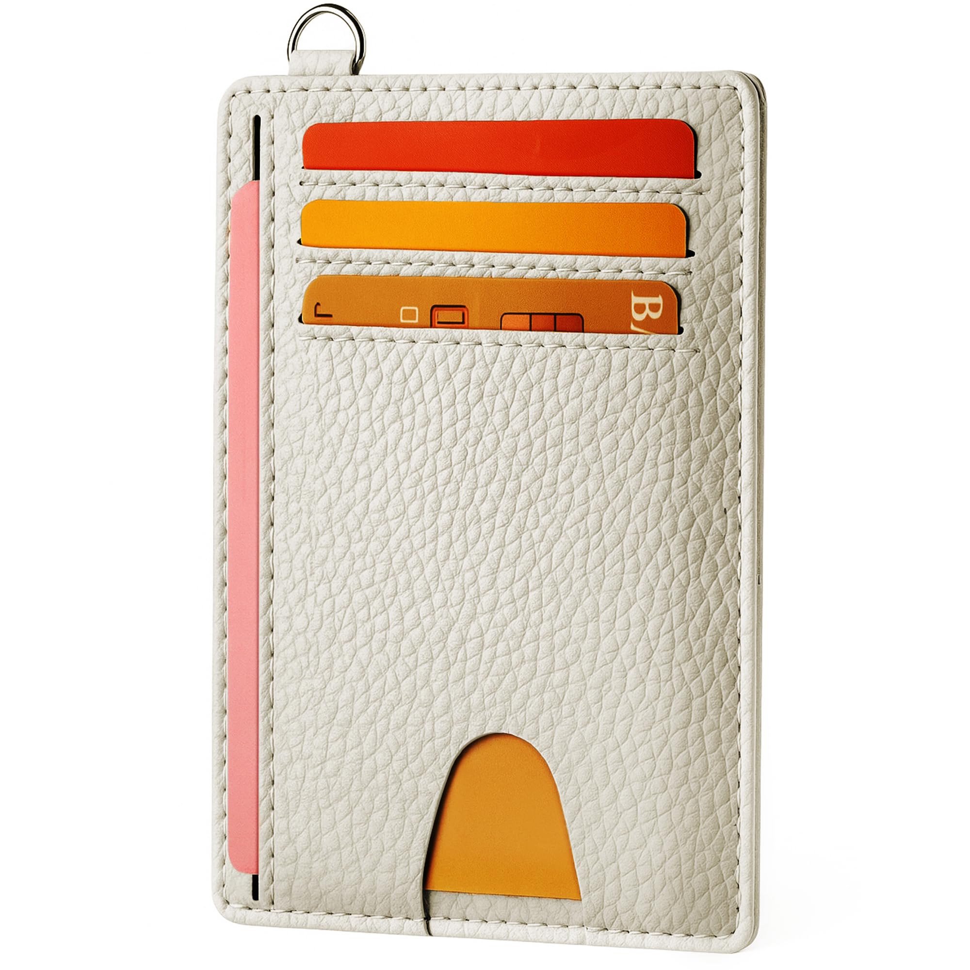 Mayski Slim Wallet, Credit Card Holder for Women, Minimalist Front Pocket RFID Blocking Card Cases, Small Wallet Women Men(Litchi Beige)