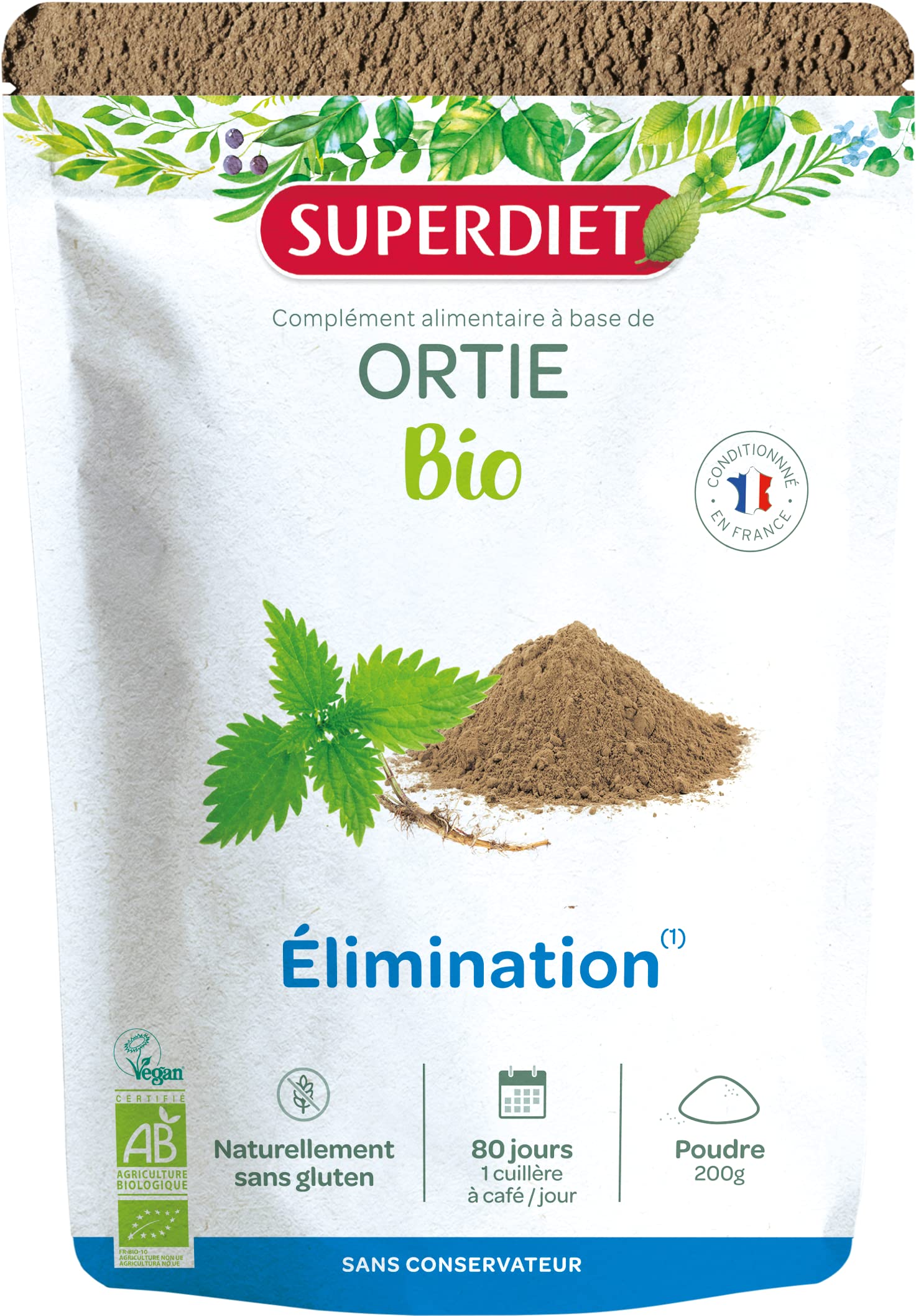 SUPERDIET Ortie Bio 200 g - Système urinaire