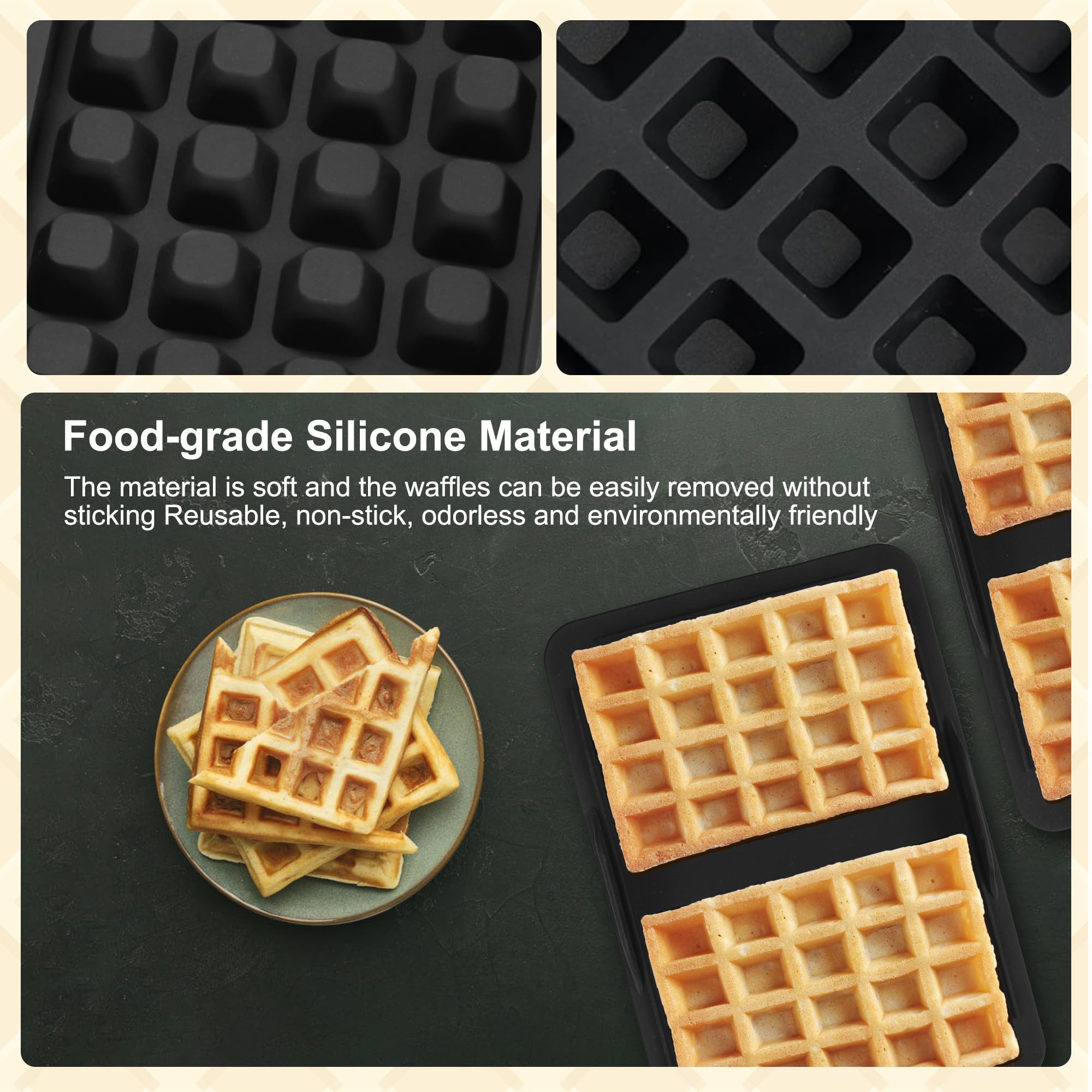 2 Stampi Per Waffle In Silicone Per Friggitrice Ad Aria Ninja AF400EU/AF451EU - Accessori Antiaderenti - 2