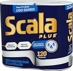 Scala Plus Papel Toalha, 120 Toalhas (2 Rolos de 60 Toalhas Cada)
