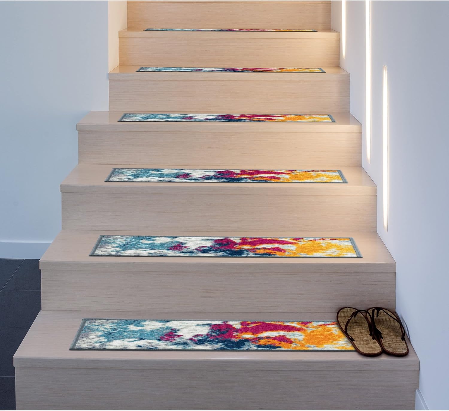 Rugshop Modern Abstract Non-Slip Stair Treads (Set of 4) 8.6 x 26 Multi