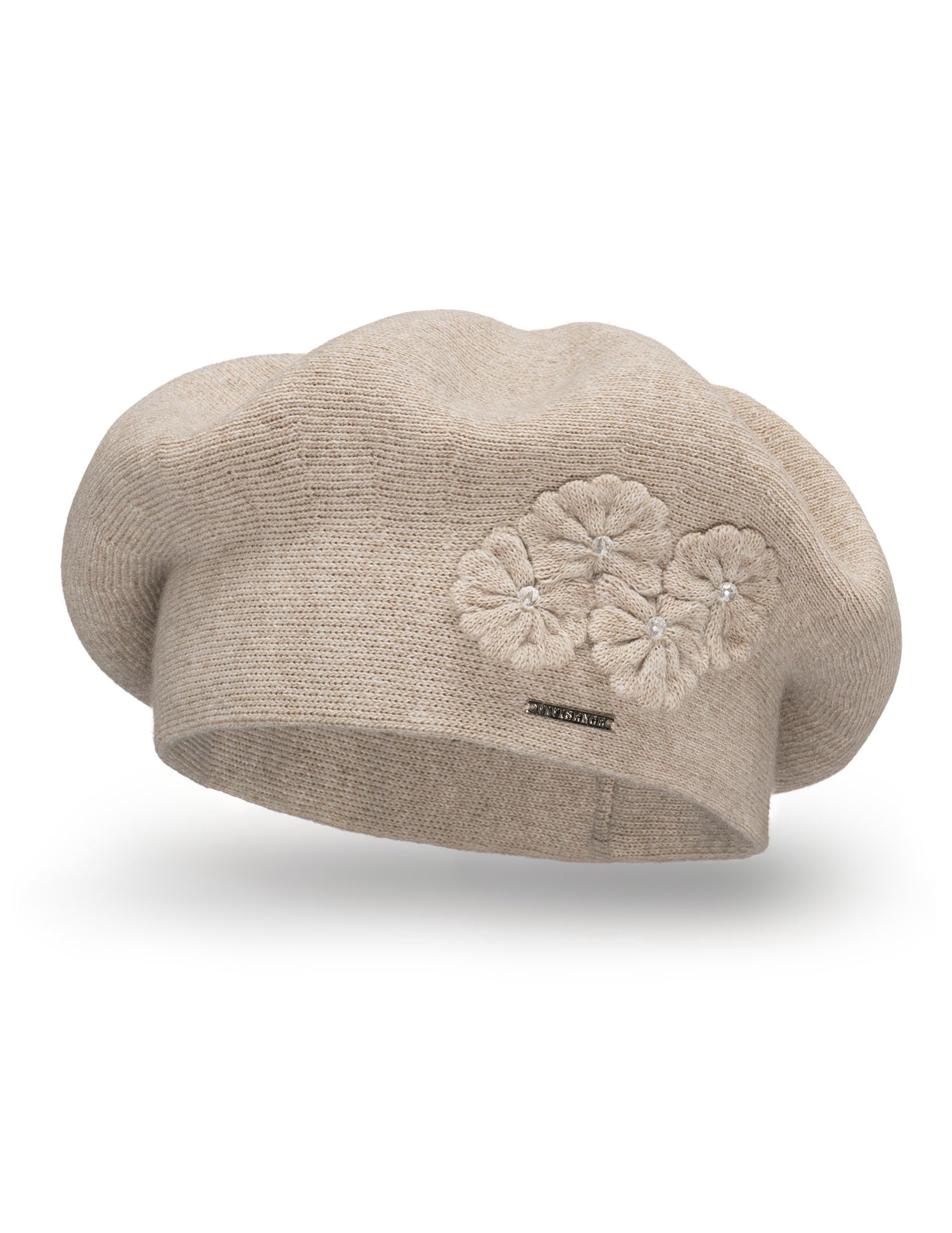 Vivisence Boina De Otoño Invierno para Mujer Elegante para Damas con Forro Cálido Y Detalles Florales Hecho De Lana Acrílica para Días Fríos En Ajuste Estilo Clásico 7006