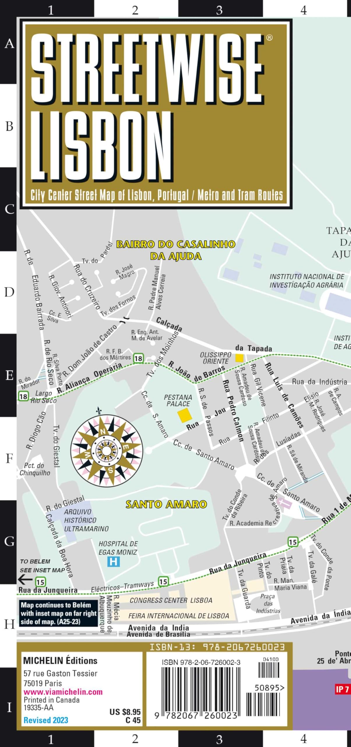 Streetwise Lisbon Map - Laminated City Center Street Map of Lisbon, Portugal : City Plan