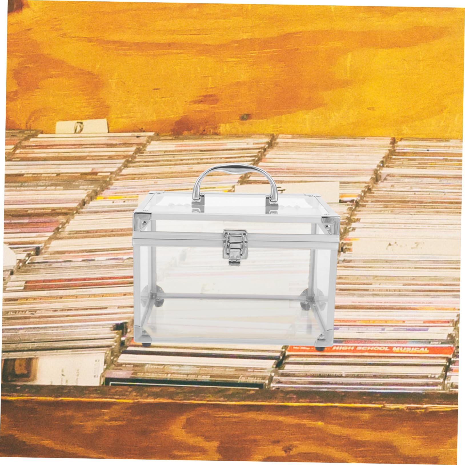 GALPADA Scatola Porta CD e Dvd con Capacità Ampia in Acrilico Argento Organizer Portatile e Design Trasparente per Dischi per Casa
