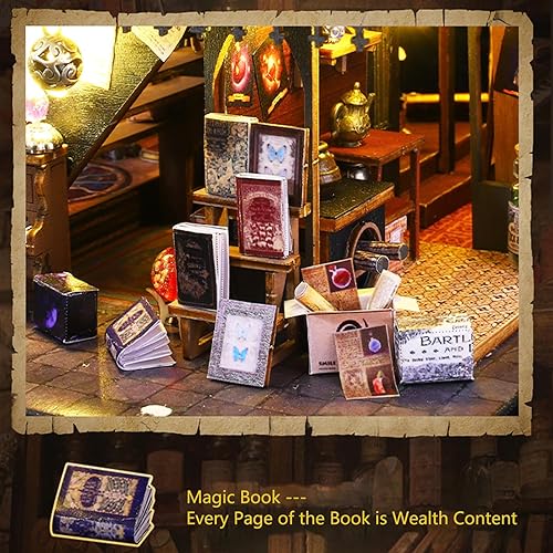 Miniatura 2 de Kisoy Casa de muñecas en miniatura con kit de muebles, modelo de casa hecha a mano para adolescentes y adultos, regalo (Luna Magic House)