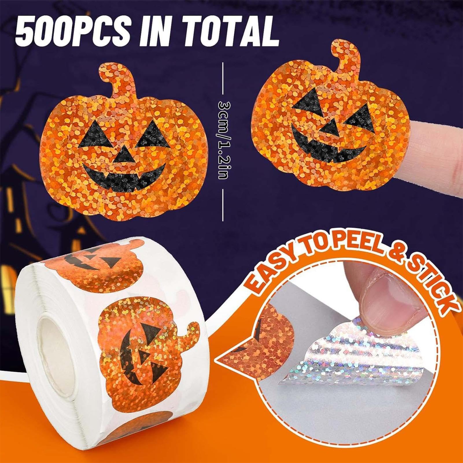 Naklejki Halloween Halloween Naklejki w Rolce z Dynią | 500 Sztuk Materialow Plastycznych Na Halloween Dla Dzieci I Mlodziezy Do Zabaw Kreatywnych Gier Klasowych Oraz Rzezbi