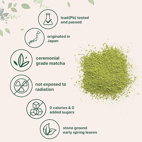 Miniatura 3 de Matcha en polvo orgánico de grado ceremonial, 3.53 onzas  100 porciones  Primera cosecha de origen japonés auténtico  Té verde matcha 100% puro de