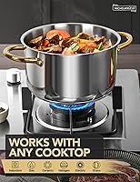 Vista 4 de MICHELANGELO Ollas de acero inoxidable, olla de 8 cuartos de galón con tapa, compatible con inducción, ollas de cocina con mango remachado, aptas
