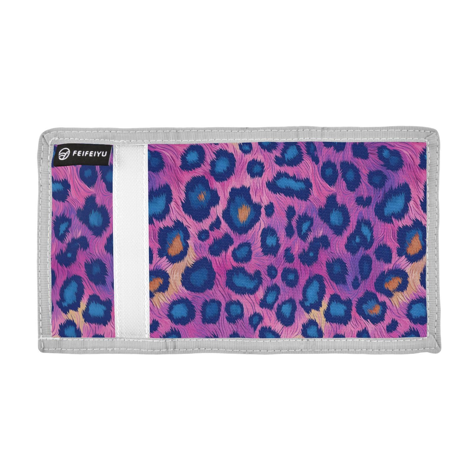 zyrtty Kids Wallets for Boys Girls Ages 4-18 Trifold, Pink Purple Leopard Print Wallet with Zippered Coin Pocket and Card Holders, Novelty Wallet for Childrens Birthday Gifts