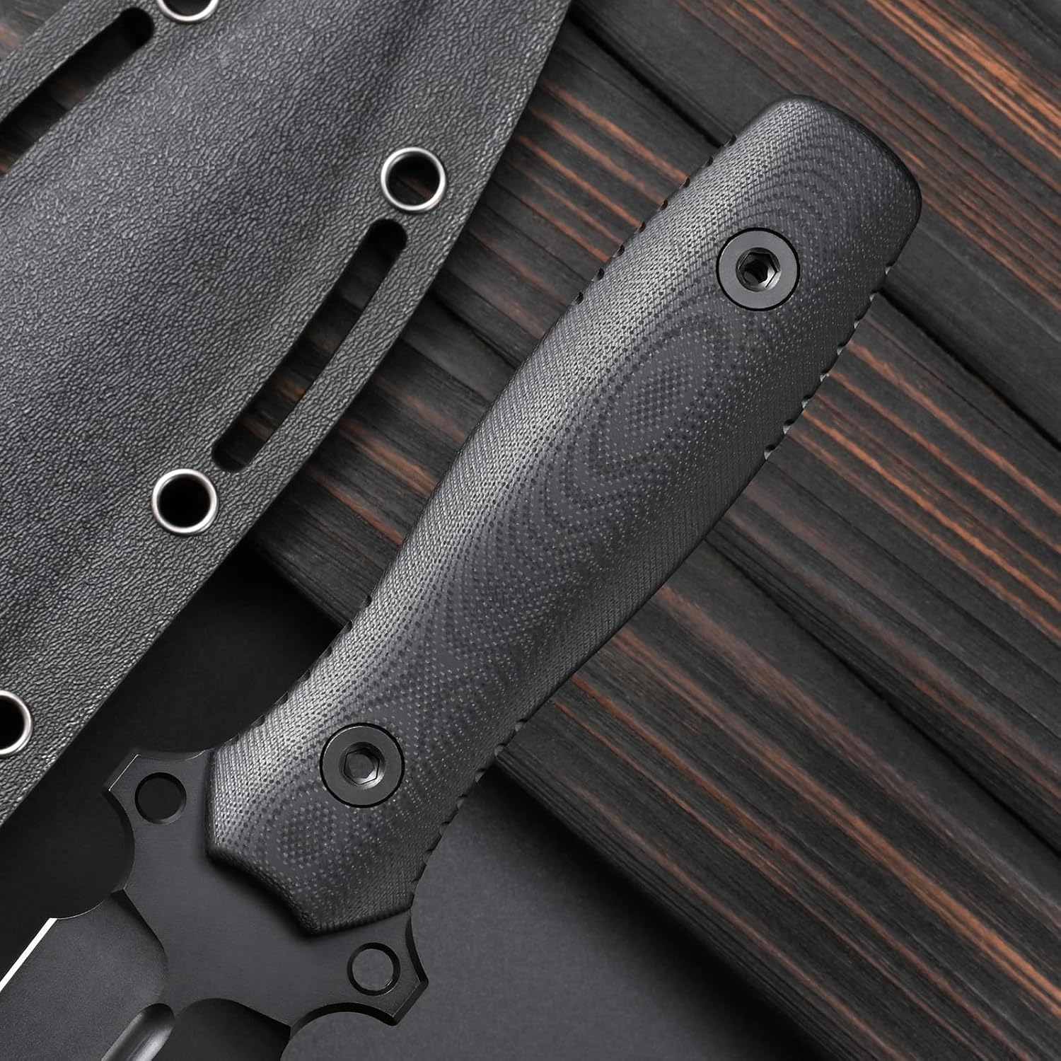 Sitivien ST17 Fixed Blade Knife Sleipner Black Stonewashed Steel Blade G10 Handle Full Tang EDC Straight Knife for Outdoor, Tactical, Survival and EDC (Black)