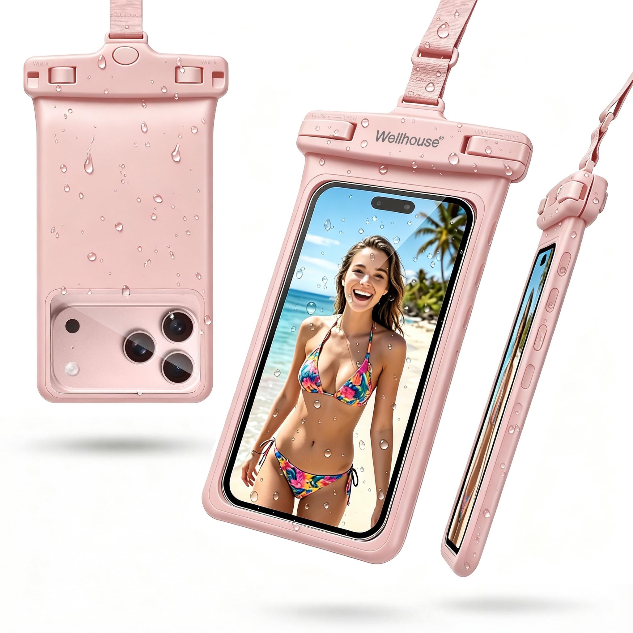 wellhouse 3D Waterproof Phone Pouch with Lanyard,Premium TPU100FT Deep Waterproof Phone Case for iPhone 17 16 15 14 13 12 Pro Max XS Samsung,