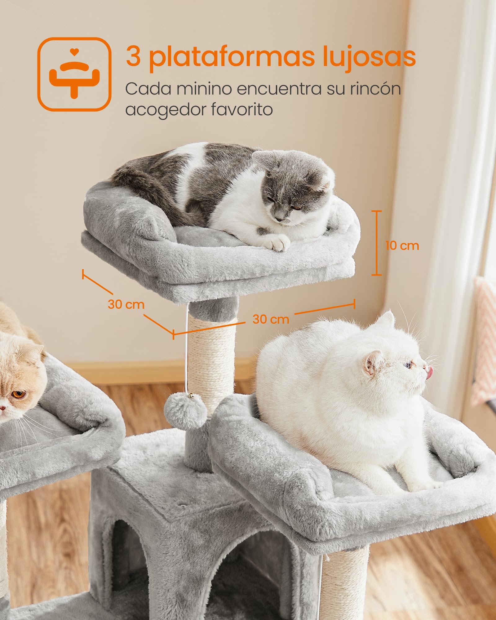 Feandrea Árbol para Gatos, XXL,169 cm, Gris Claro PCT019W01