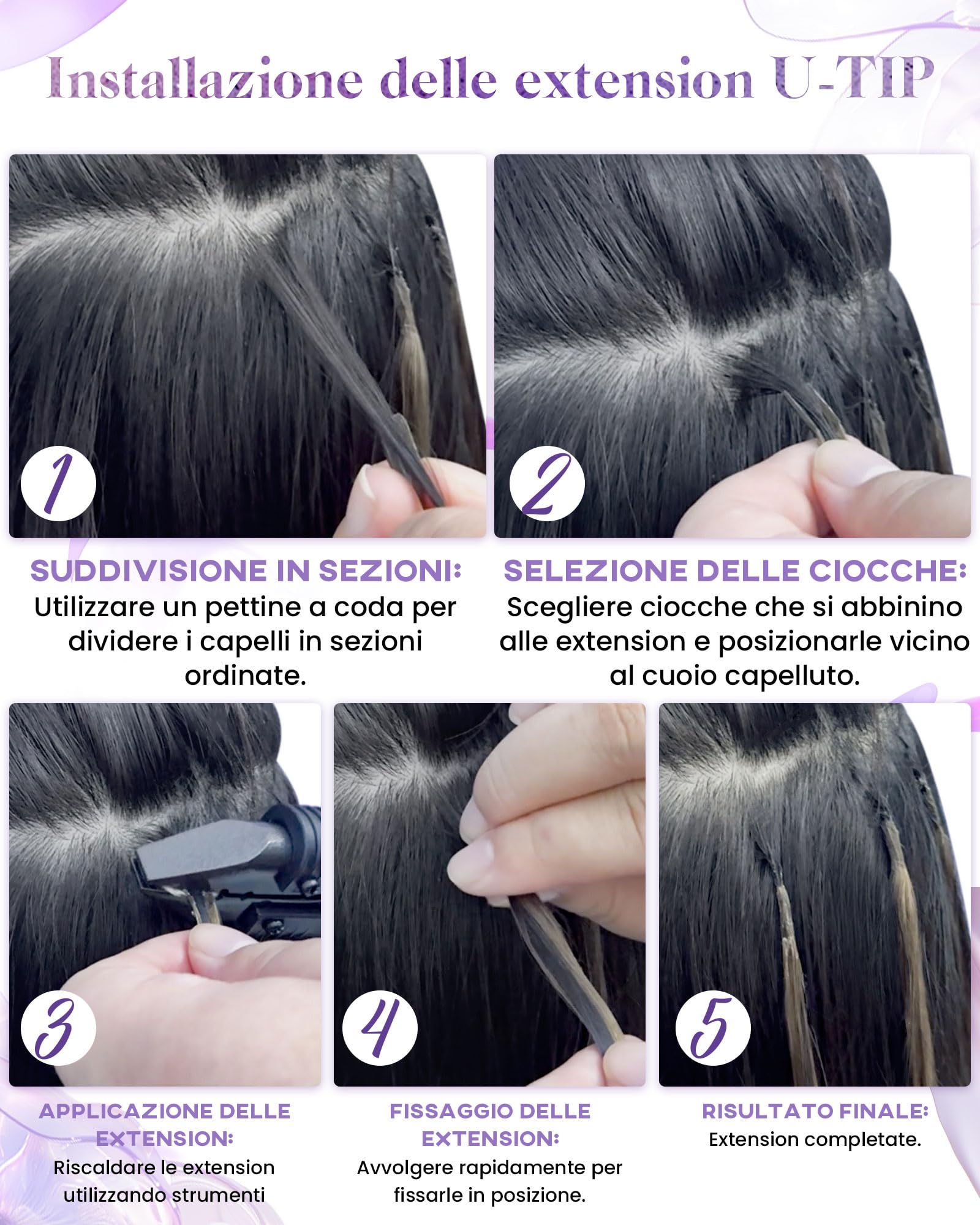 LaaVoo Extension Capelli Veri Cheratina Nero Jet 60cm 50g 50 Ciocche Morbidi Setosi