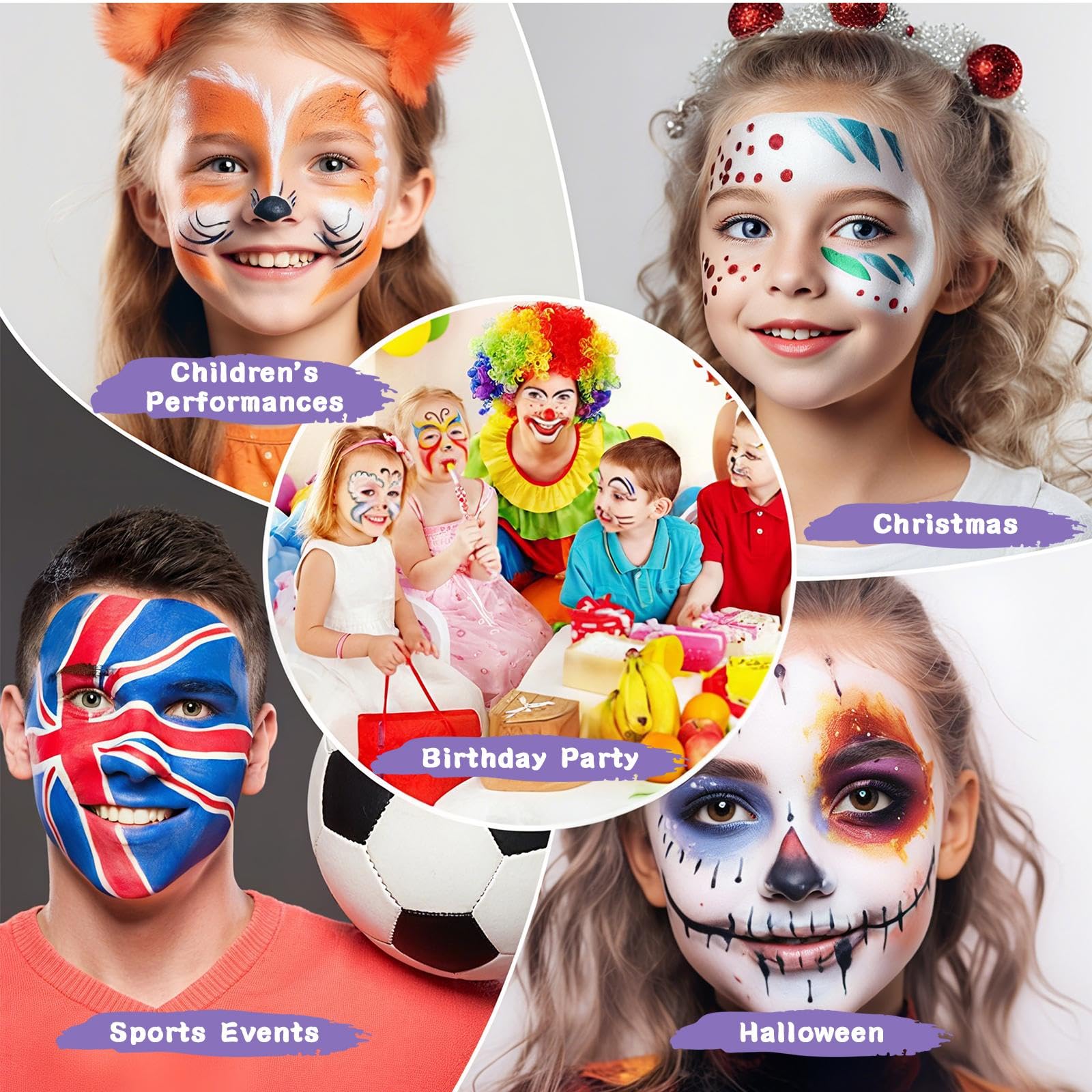 Zestaw do makijażu dla dzieci, nadaje się do prania, zestaw do malowania twarzy, na Halloween, karnawał, do malowania ciała