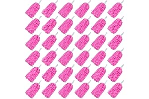 36PCS Cheerleading Pom Poms Metallic Pink Poms with Baton Handle