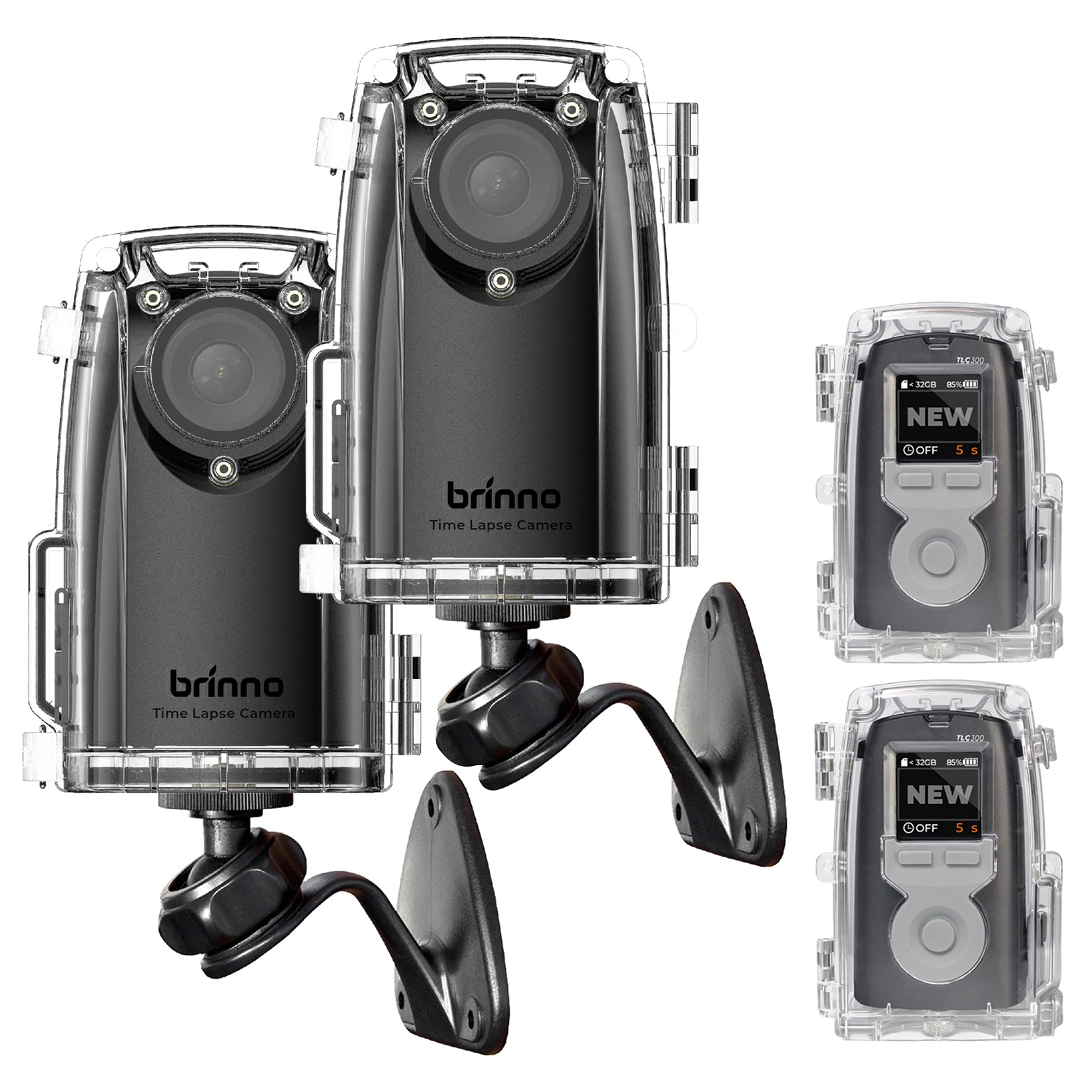 Brinno Confezione da 2 telecamere Time Lapse BCC300-M, fotocamera Timelapse 2023, costruzione per esterni, HDR FHD1080P con montaggio a parete, schermo LCD, batteria a lunga durata, custodia