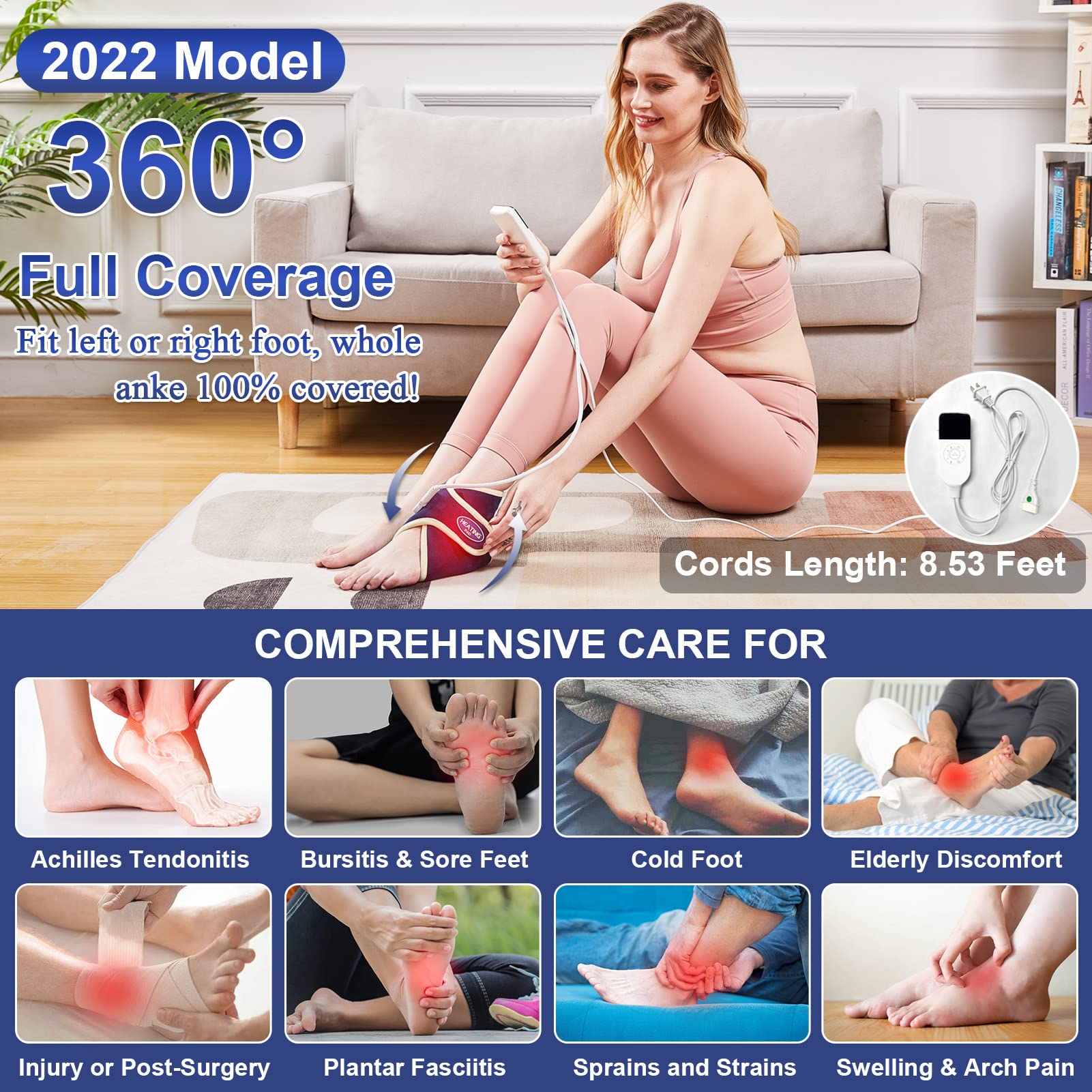 Heated Foot Ankle Wraps for Planters Fasciitis/Achilles Tendinitis Pain