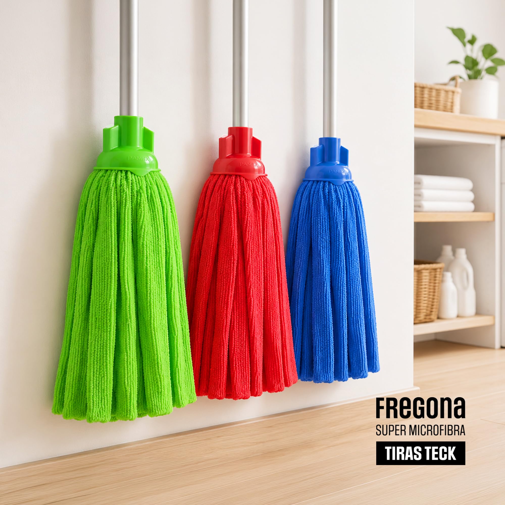 Pamex - Fregona Super Microfibra Tiras Teck - 24 Unidades