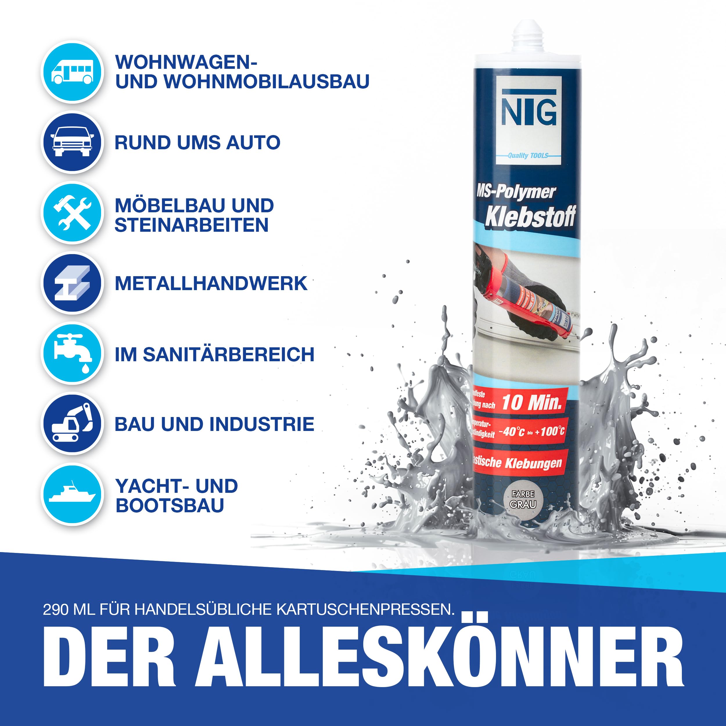 NTG Vinyltrimethoxysilan Kleber 290ml Baukleber - UV beständig Alleskleber