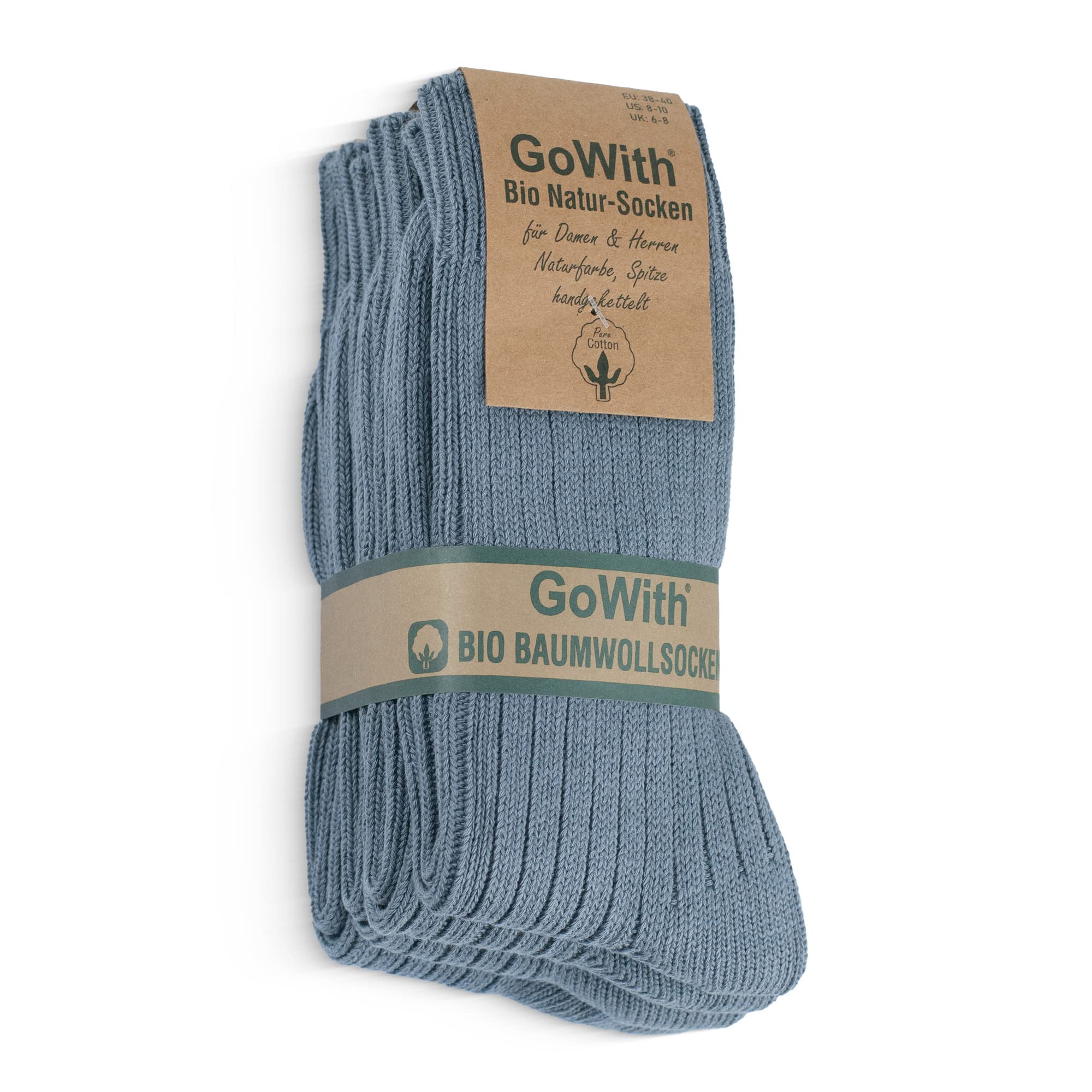 GoWith 4-5 Paar Damen und Herren Socken aus 97% Bio-Natur-Baumwolle, Ohne Naht, Dicke, Bunte, Atmungsaktive und Weiche Outdoor, Wander und Arbeitssocken