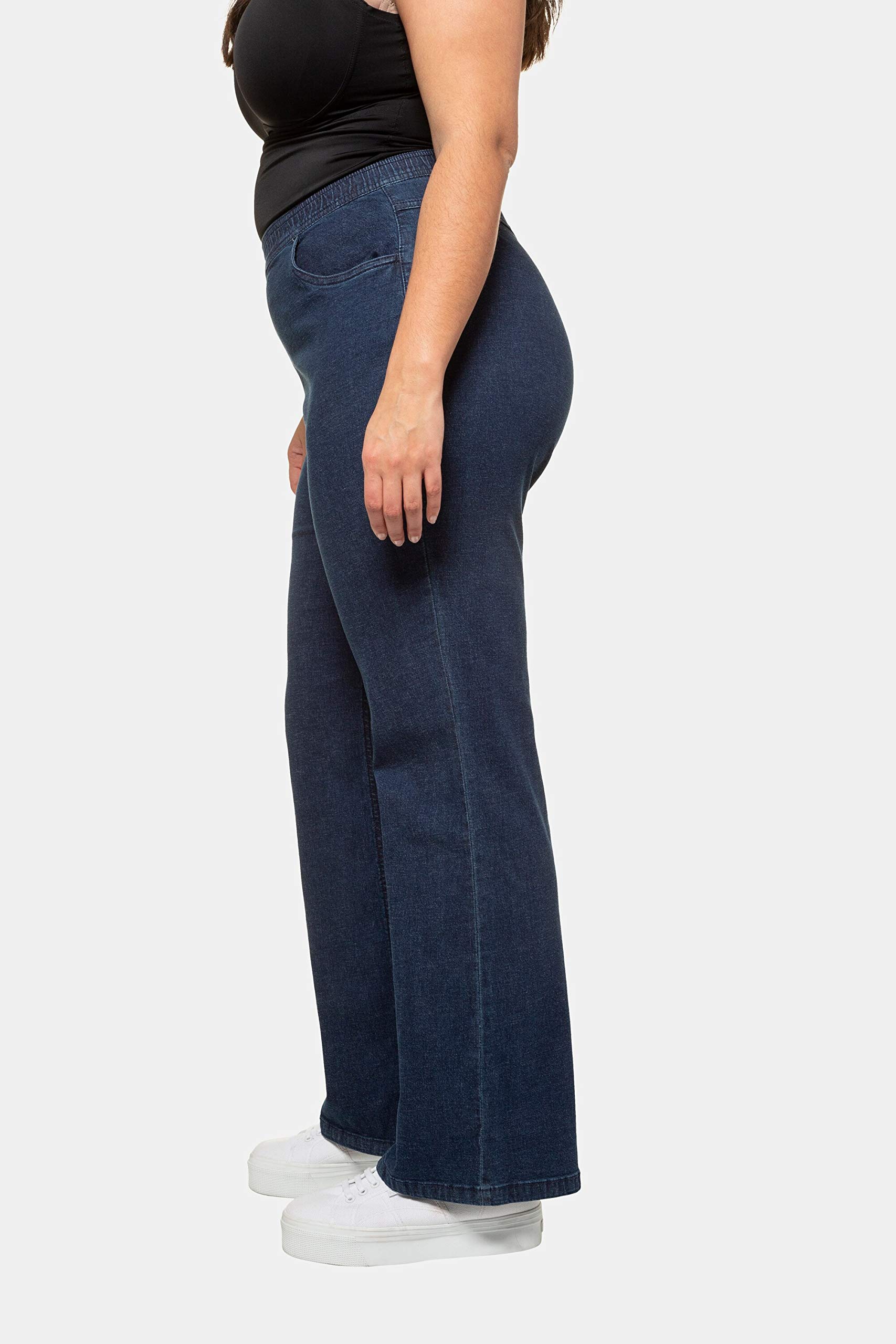 Ulla Popken Femme Grandes Tailles Jean Large Mary, Coupe Ample à 5 Poches, Ceinture élastique 725331
