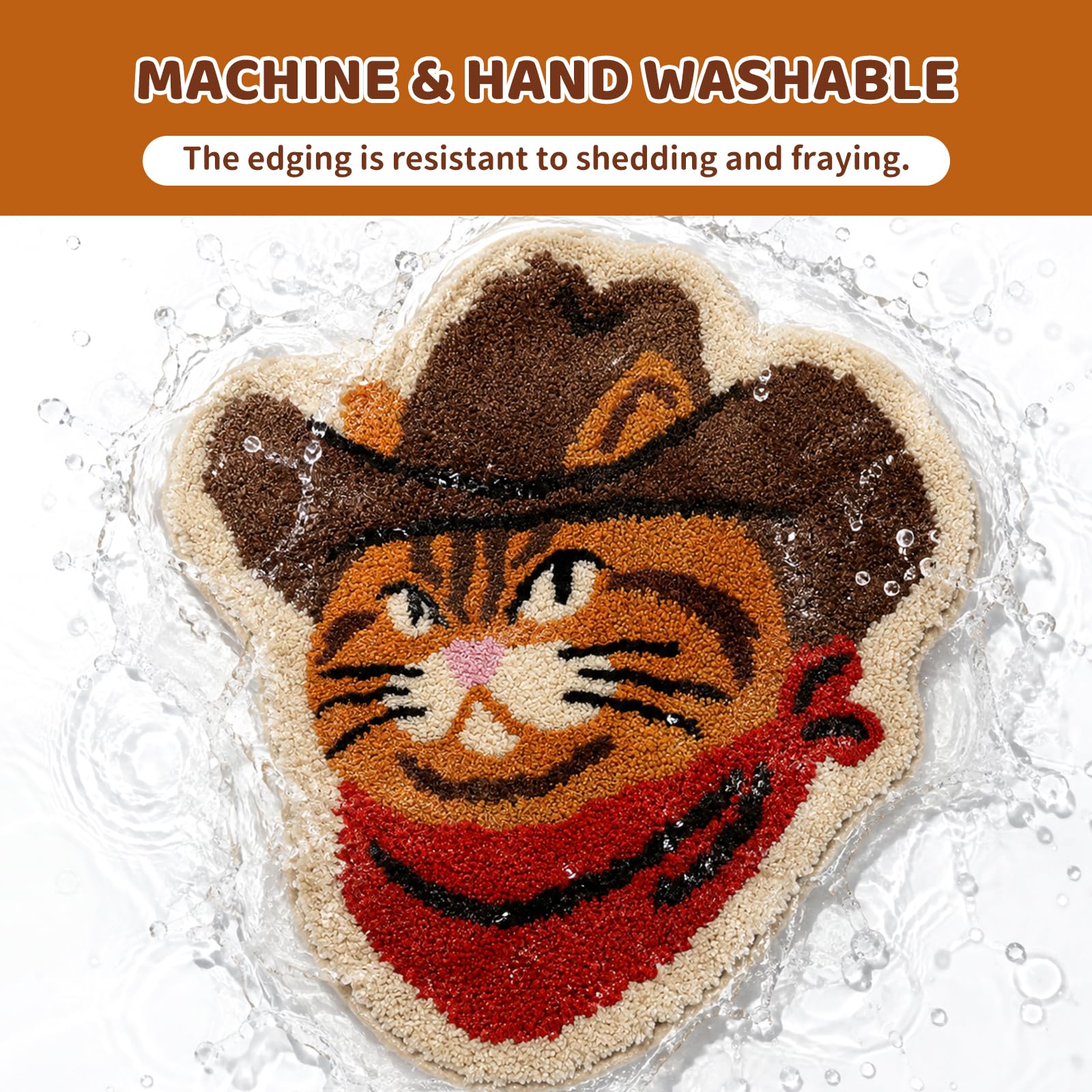 Tappetino da Bagno Antiscivolo Lavabile, Gatto Western Tappeto da Bagno Morbido Assorbente, Tappetino per Bagno, Tappetino Doccia per Doccia Vasca, 58 x 64 cm