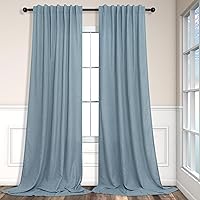 Vista 71 de Cortinas de lino natural semitraslúcidas Pitalk de 36 pulgadas de ancho para sala de estar, juego de 2 paneles con pestaña trasera, cortinas