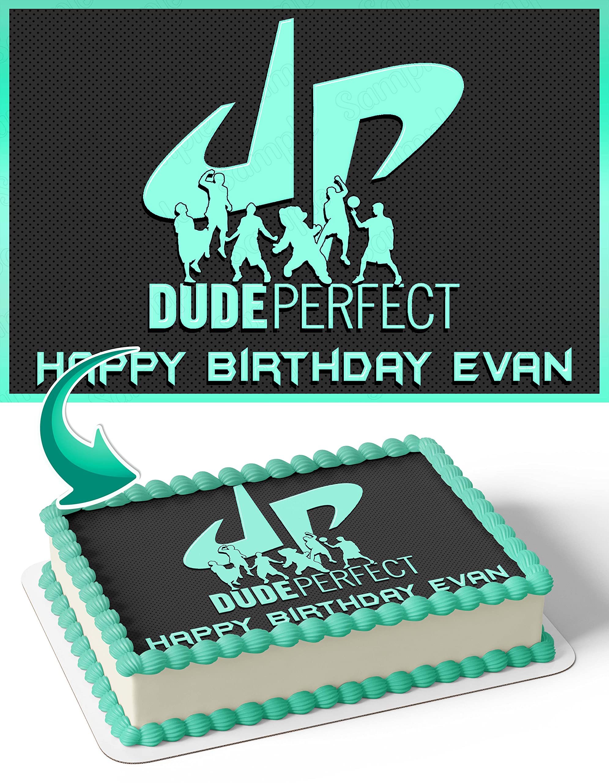 Cakecery Dude Perfect Edible Cake Image Topper Personalized Birthday Cake Banner 1/4 Sheet